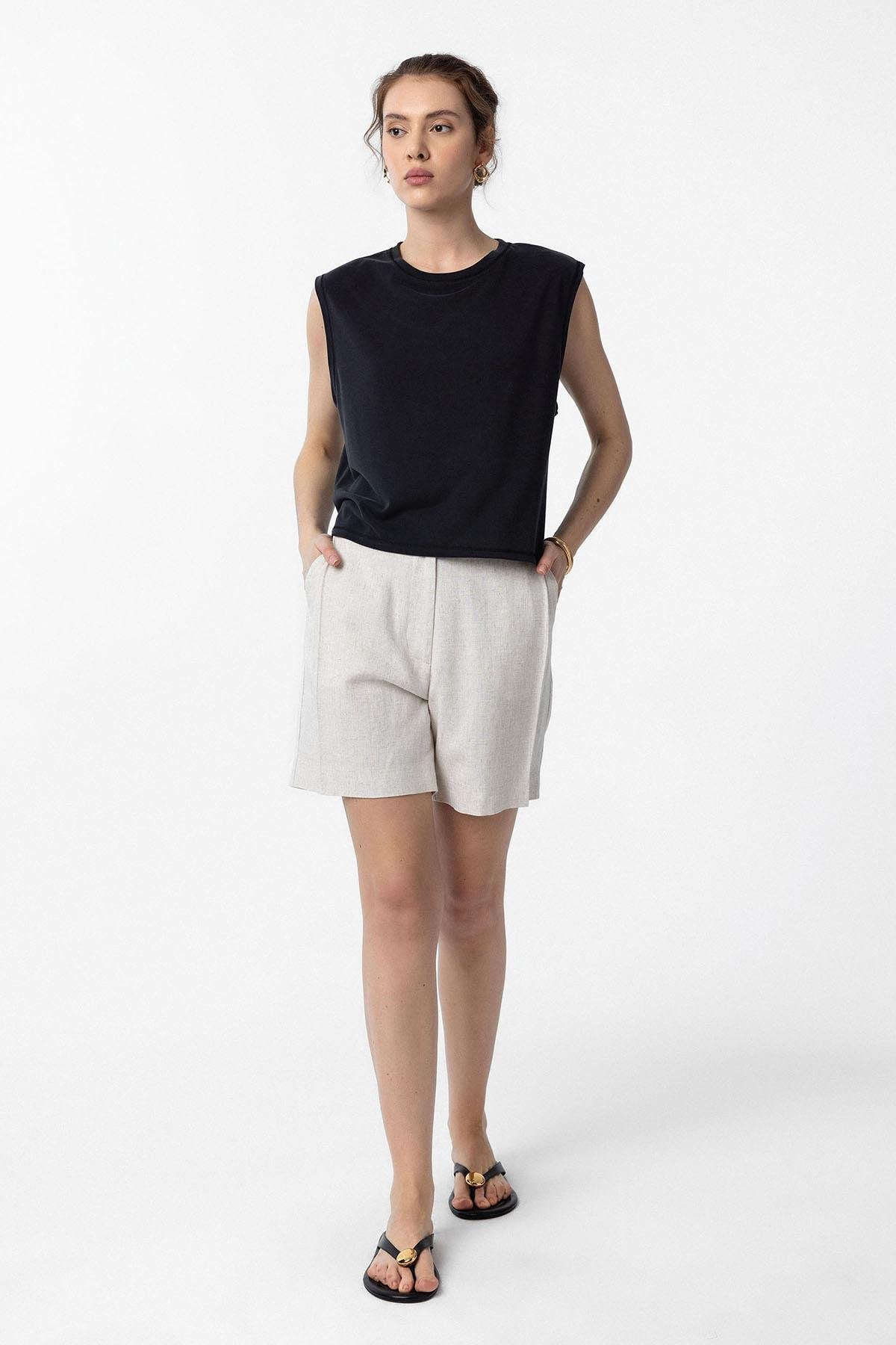 Antioch-Siyah Modal Kumaş Kadın T Shirt-T-Shirts-2-Milagron.com