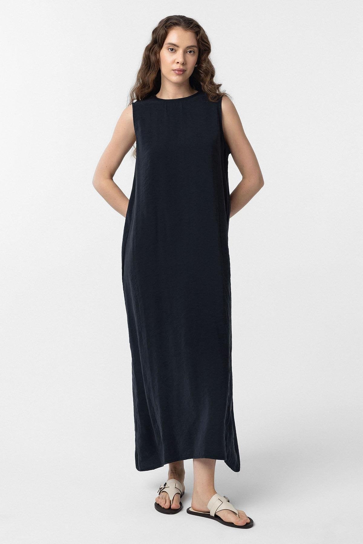 Antioch-Siyah Modal Midi Kadın Elbise-Elbise-2-Milagron.com