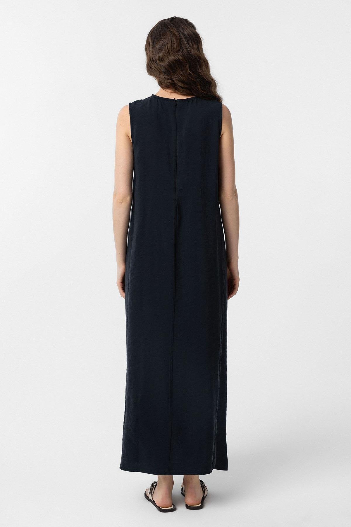 Antioch-Siyah Modal Midi Kadın Elbise-Elbise-4-Milagron.com