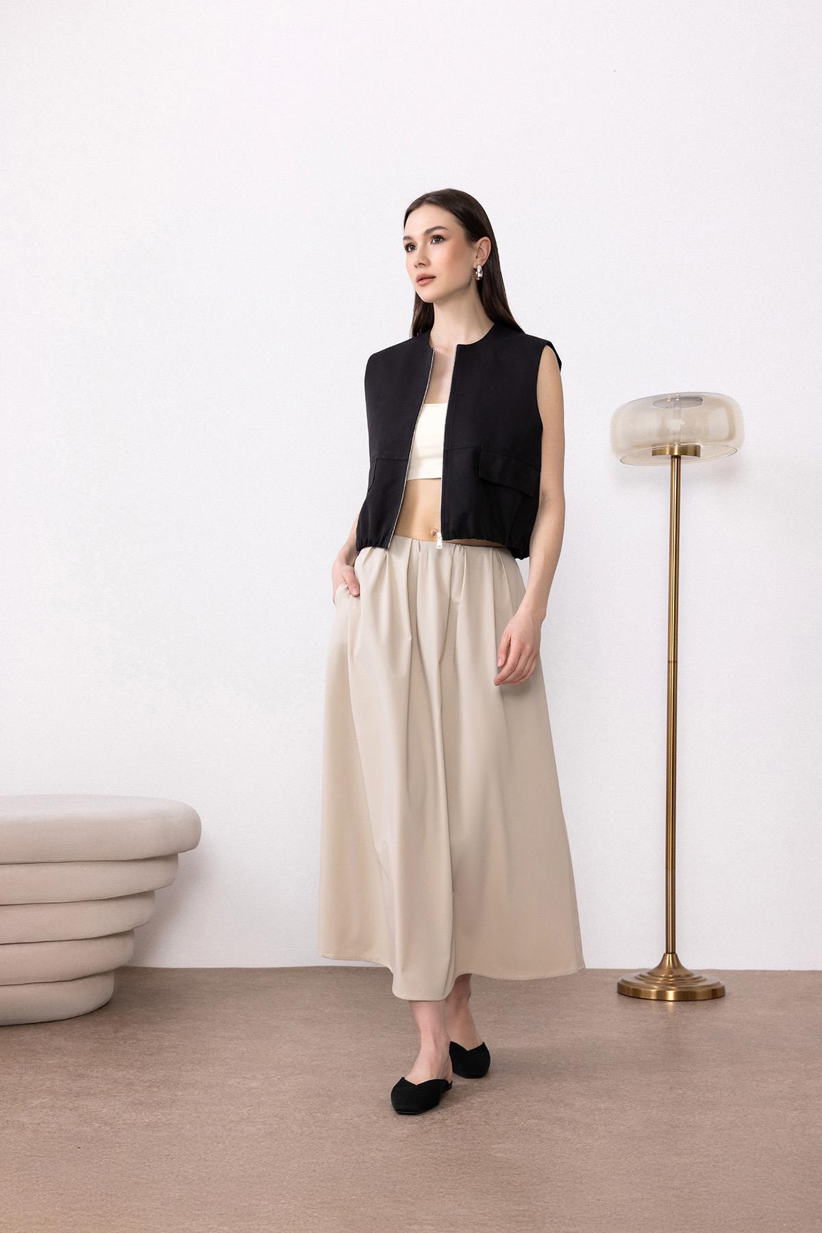 Antioch-Siyah Oversize Kadın Yelek-Yelek-1-Milagron.com