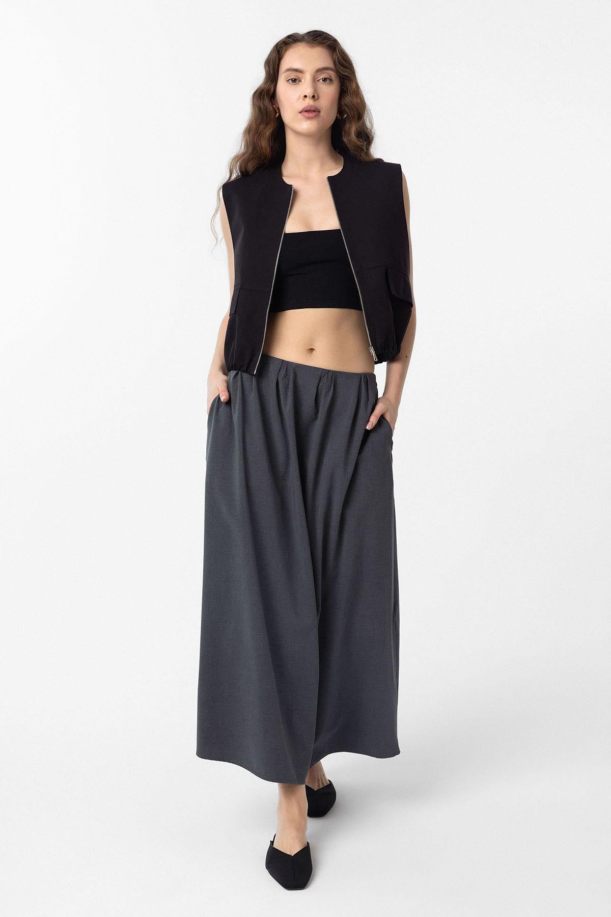 Antioch-Siyah Oversize Kadın Yelek-Yelek-4-Milagron.com