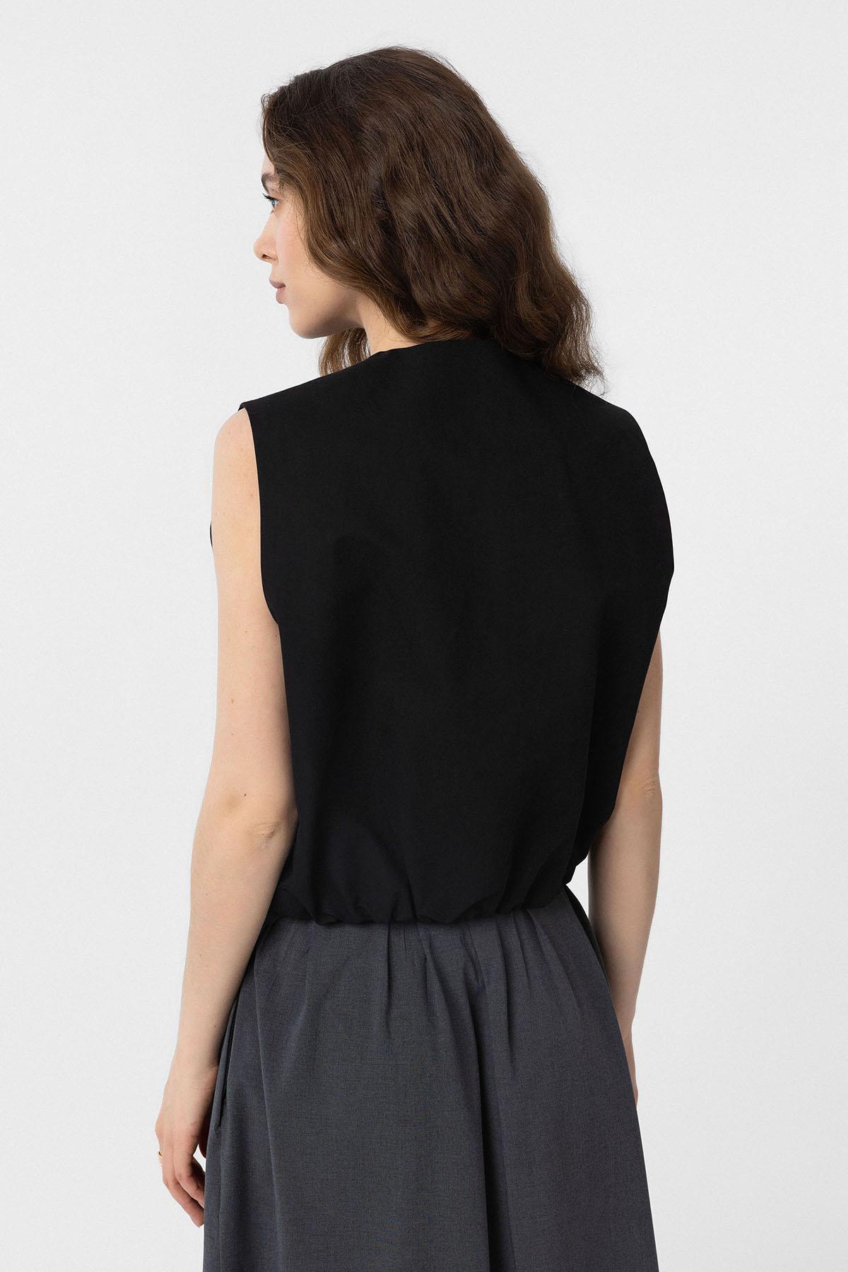 Antioch-Siyah Oversize Kadın Yelek-Yelek-6-Milagron.com