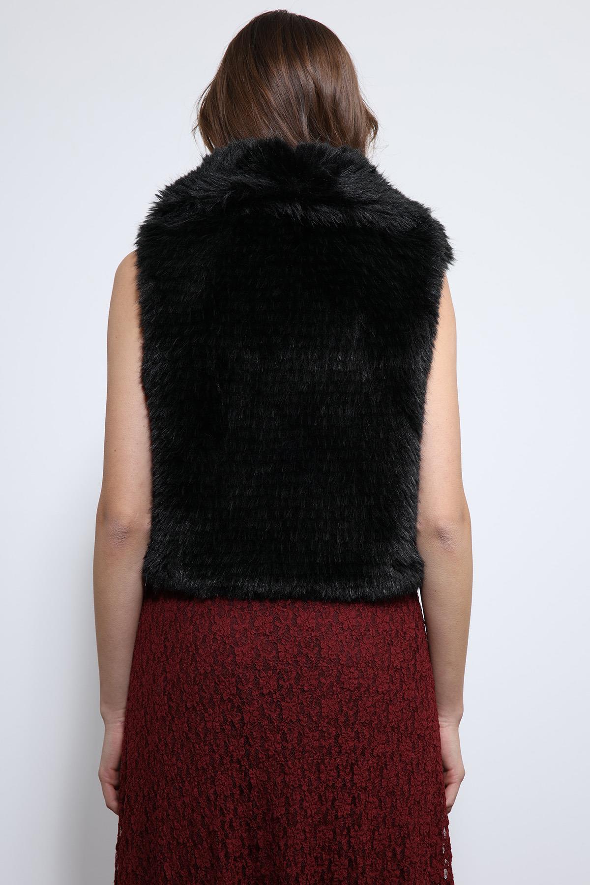 Antioch-Siyah Peluş Görünümlü Yelek-Yelek-7-Milagron.com