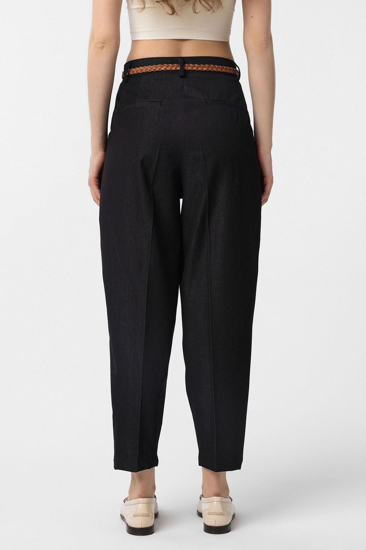 Antioch-Siyah Pensli Kadın Pantolon-Kumaş Pantolon-4-Milagron.com