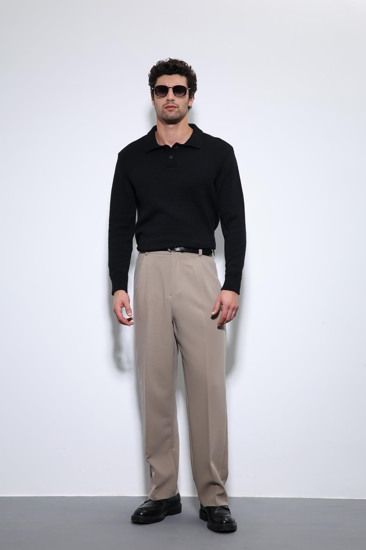 Antioch-Siyah Polo Yaka Basic Erkek Kazak-Kazak-2-Milagron.com