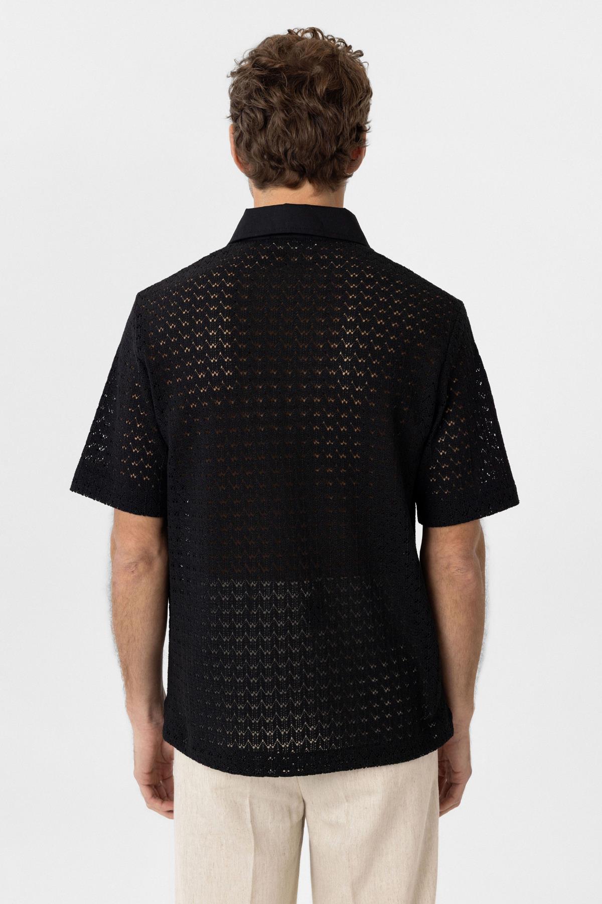 Antioch-Siyah Polo Yaka örgü Erkek T Shirt-T-Shirts-6-Milagron.com