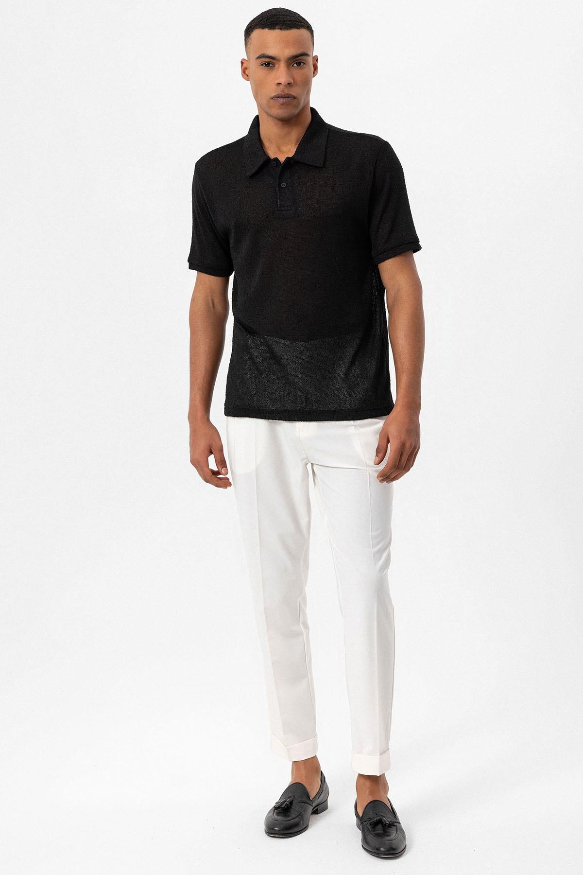 Antioch-Siyah Polo Yaka örme Erkek T Shirt-T-Shirts-3-Milagron.com