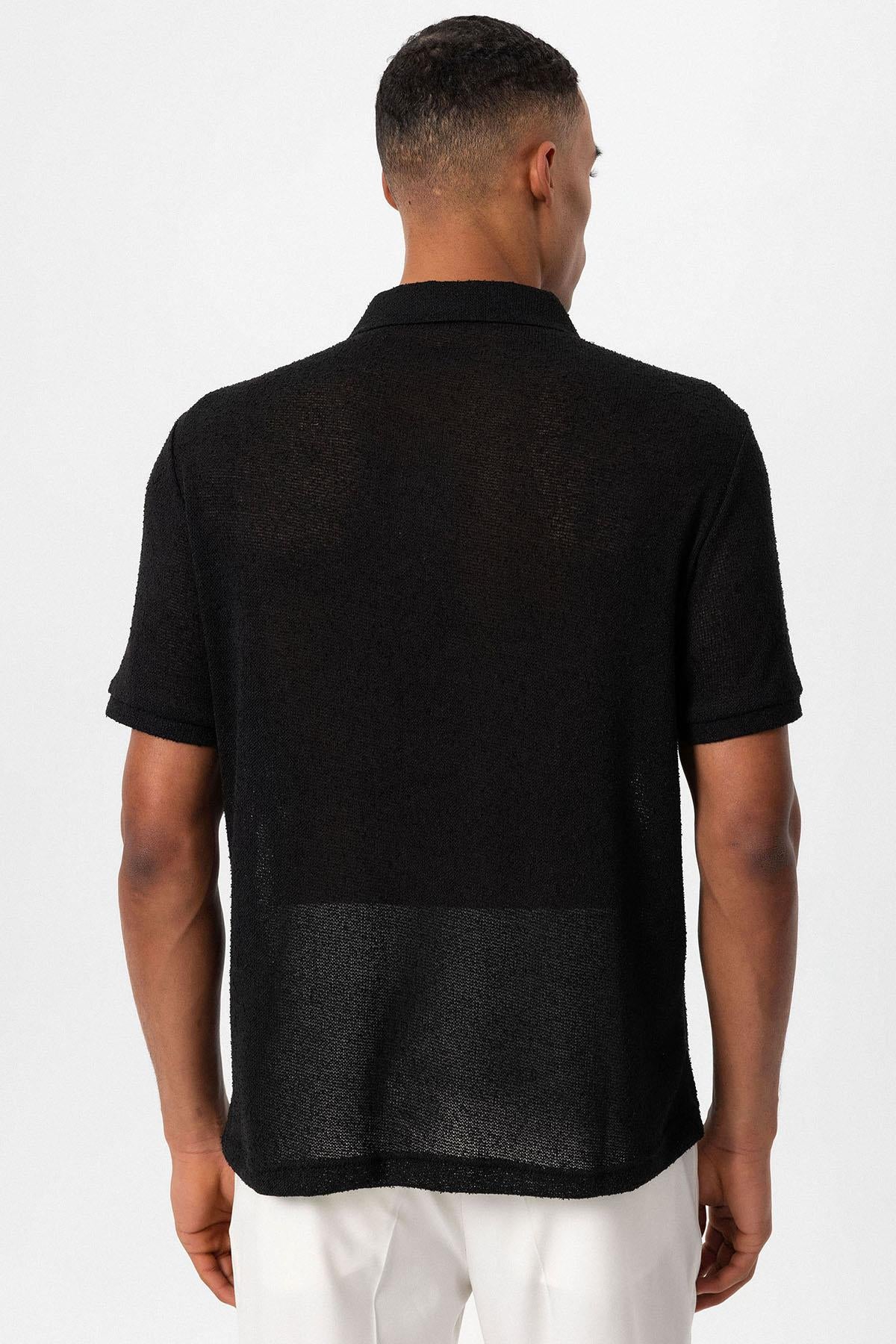 Antioch-Siyah Polo Yaka örme Erkek T Shirt-T-Shirts-5-Milagron.com