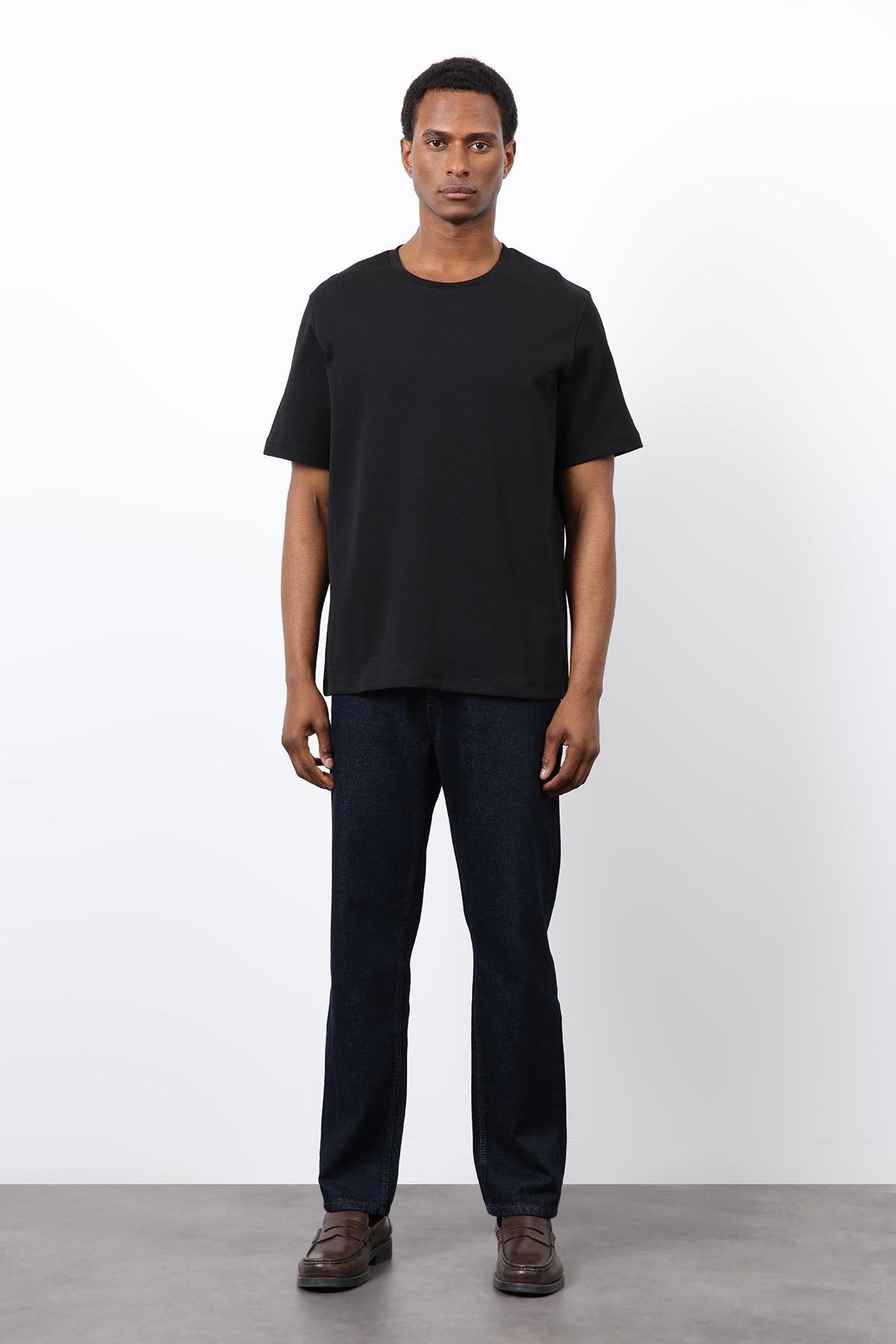 Antioch-Siyah Regular Fit Basic Erkek T Shirt-T-Shirt-1-Milagron.com