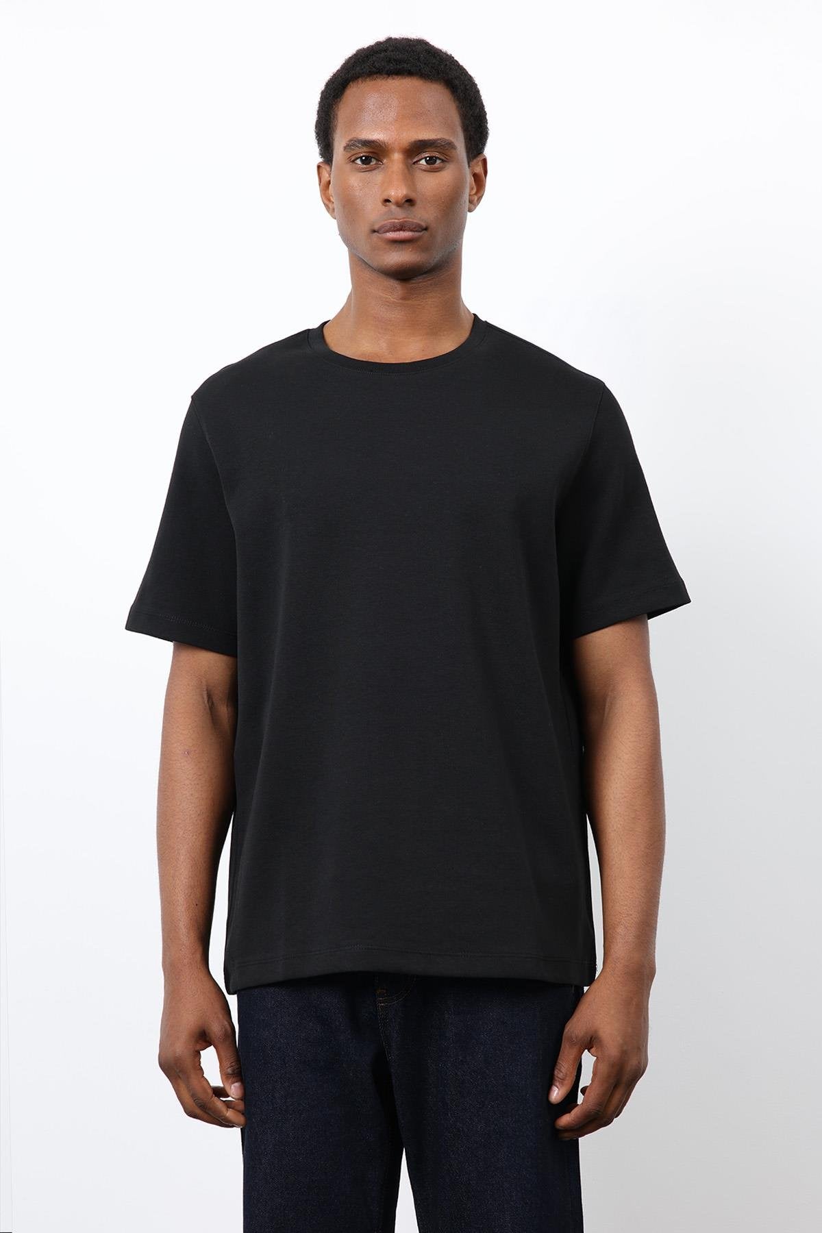 Antioch-Siyah Regular Fit Basic Erkek T Shirt-T-Shirt-3-Milagron.com