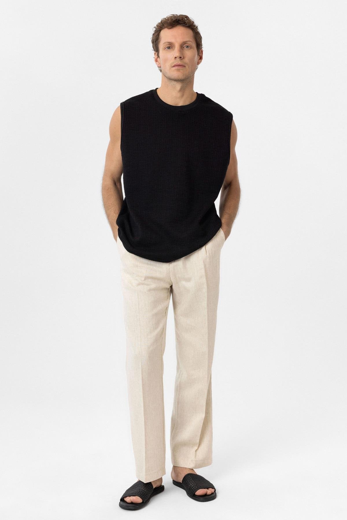 Antioch-Siyah Regular Fit Dokulu Erkek Kolsuz T Shirt-T-Shirts-2-Milagron.com