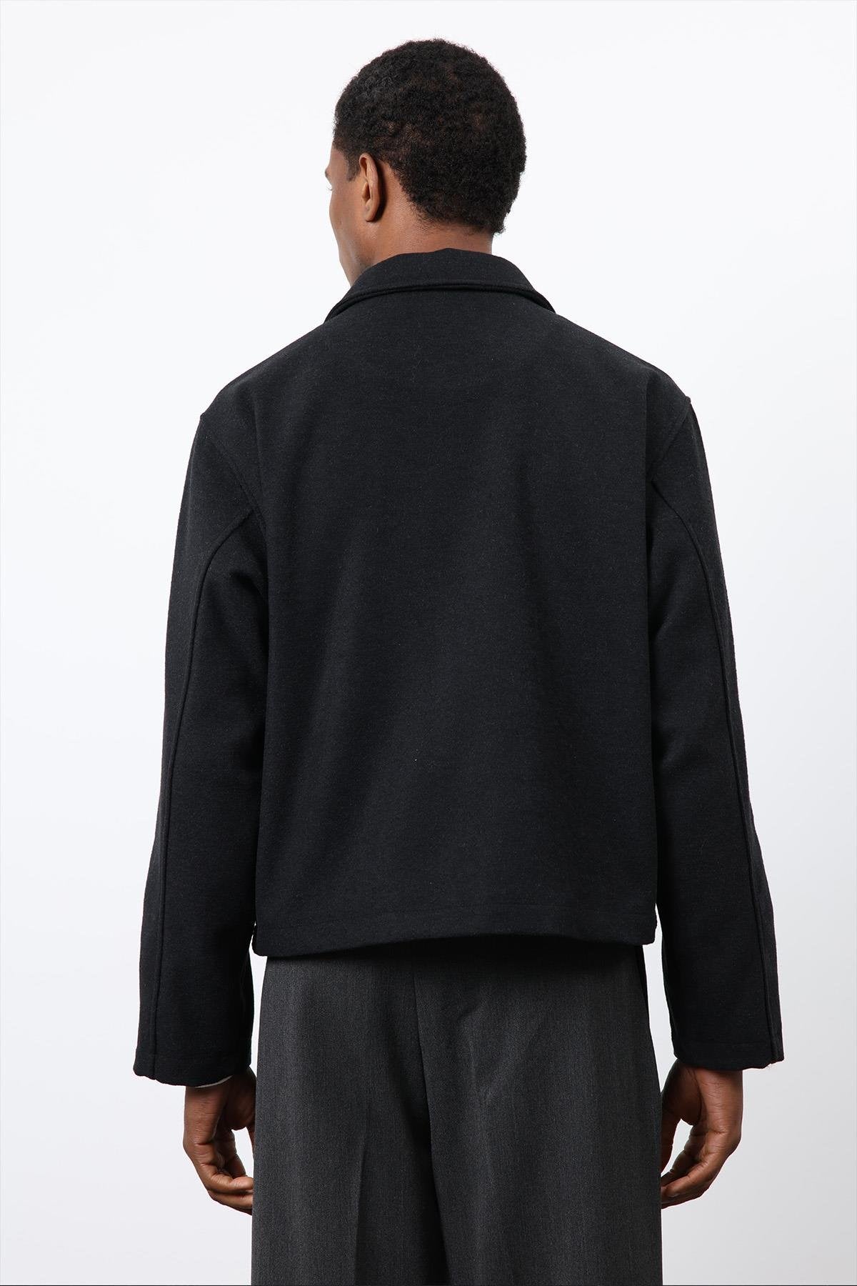 Antioch-Siyah Regular Fit Dokulu Erkek Mont-Mont-7-Milagron.com