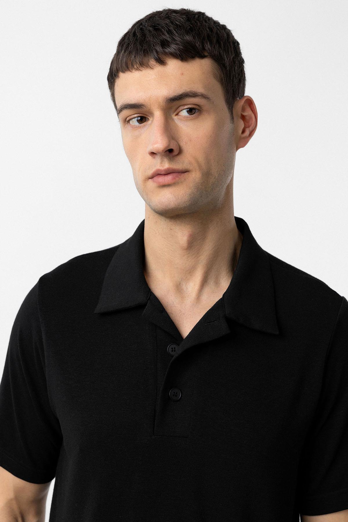 Antioch-Siyah Regular Fit Polo Yaka Erkek T Shirt-T-Shirts-4-Milagron.com