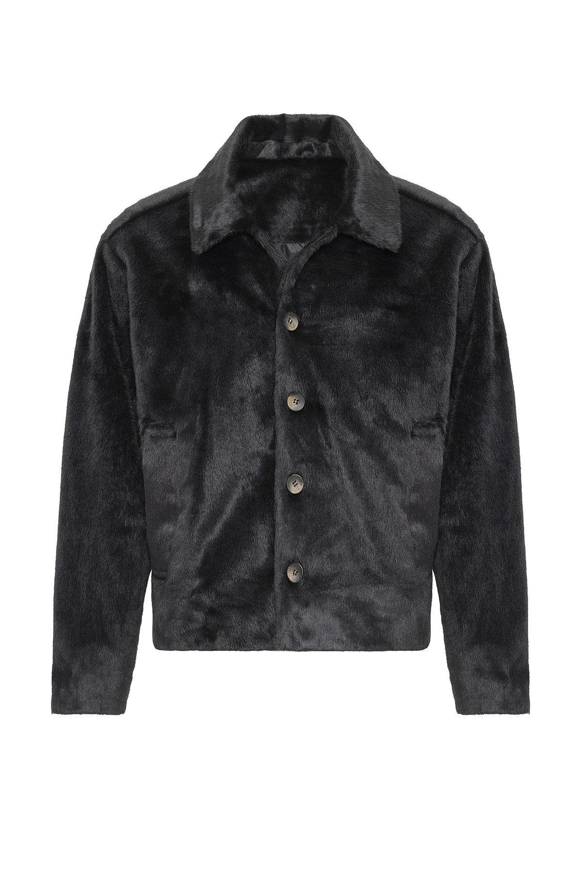 Antioch-Siyah Relax Fit Yumuşak Dokulu Erkek Mont-Mont-7-Milagron.com