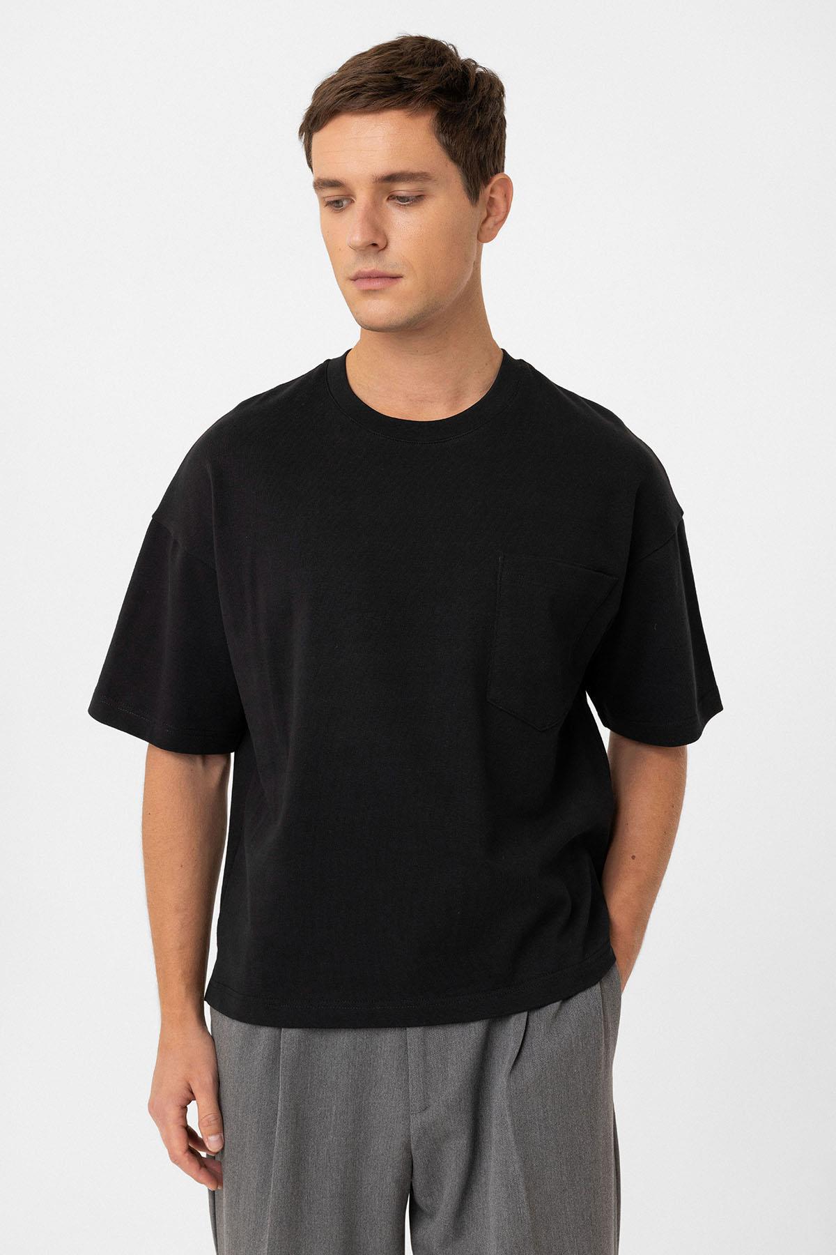 Antioch-Siyah Relaxed Basic Erkek T Shirt-T-Shirts-1-Milagron.com