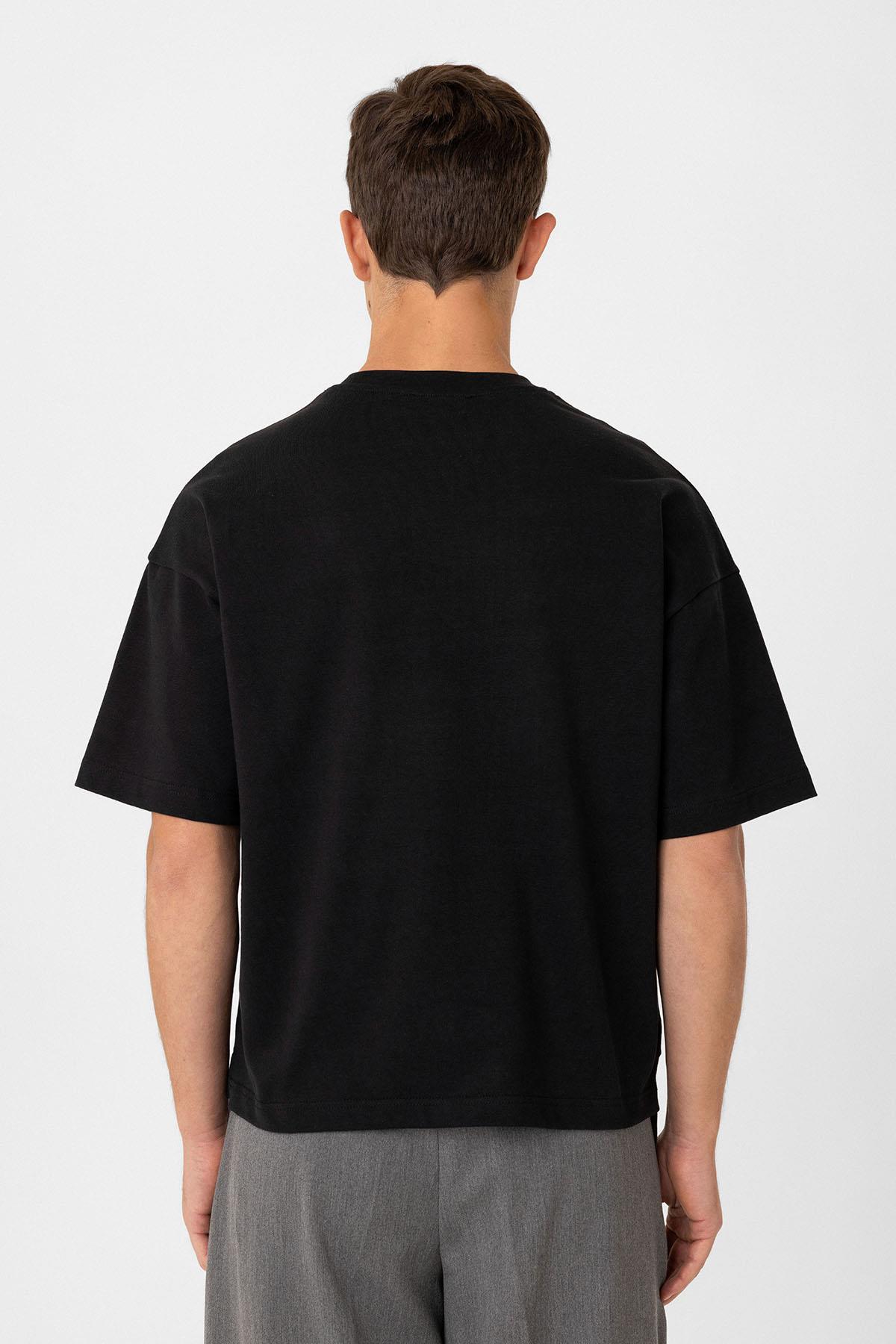Antioch-Siyah Relaxed Basic Erkek T Shirt-T-Shirts-5-Milagron.com