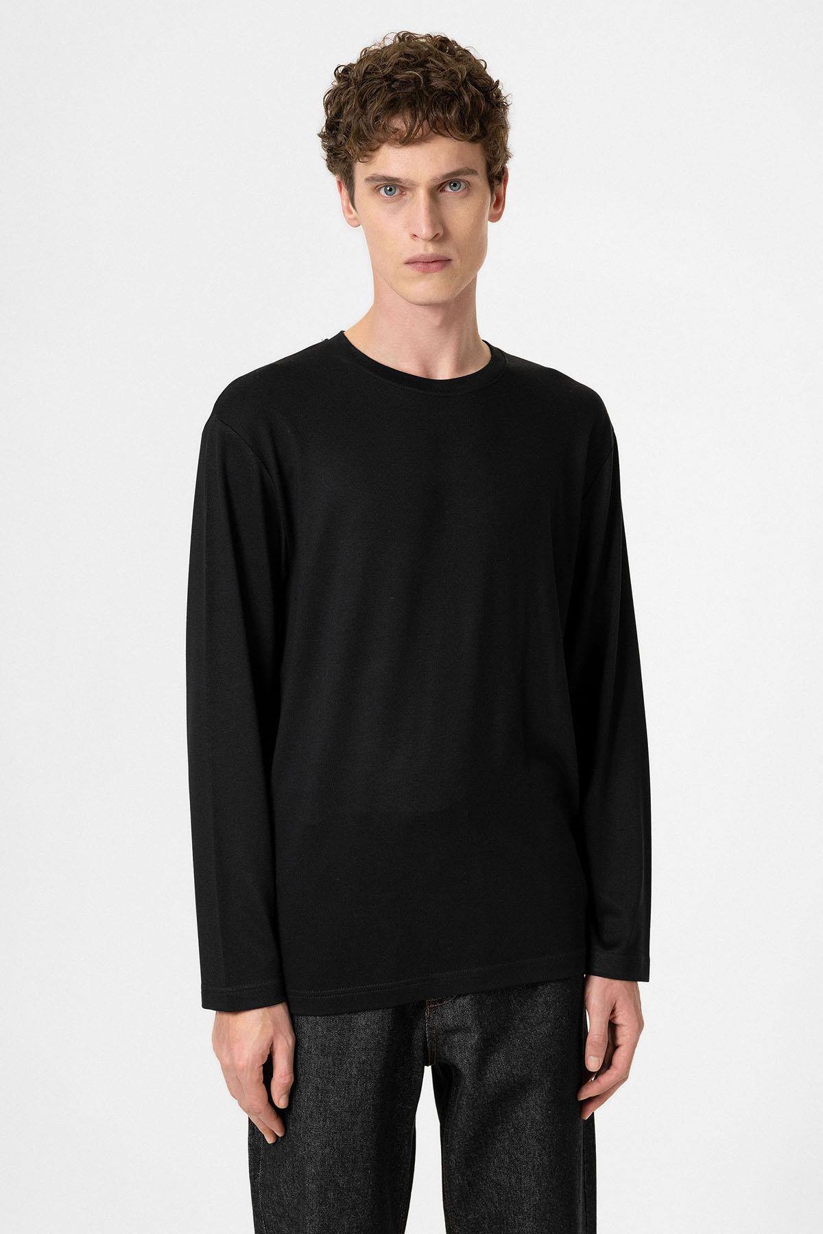 Antioch-Siyah Relaxed Fit Basic Erkek T Shirt-T-Shirts-1-Milagron.com