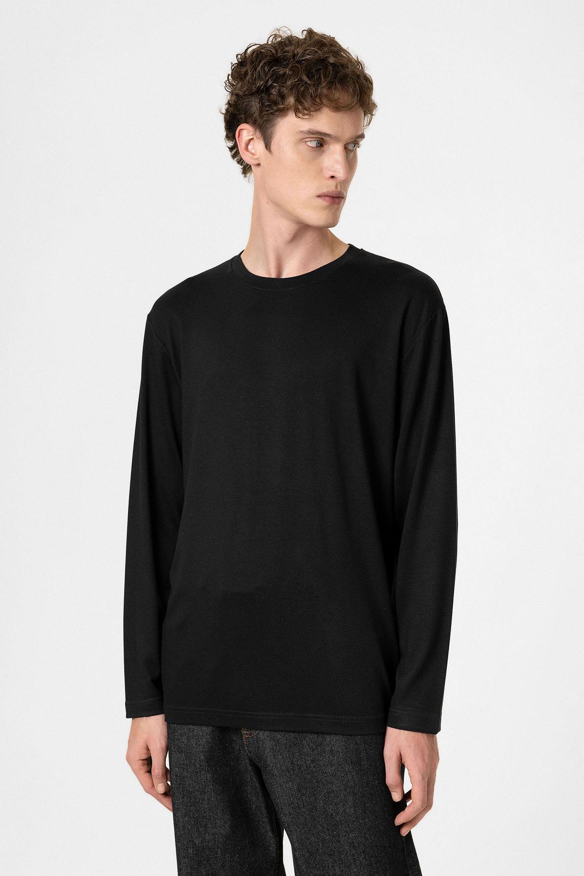Antioch-Siyah Relaxed Fit Basic Erkek T Shirt-T-Shirts-2-Milagron.com