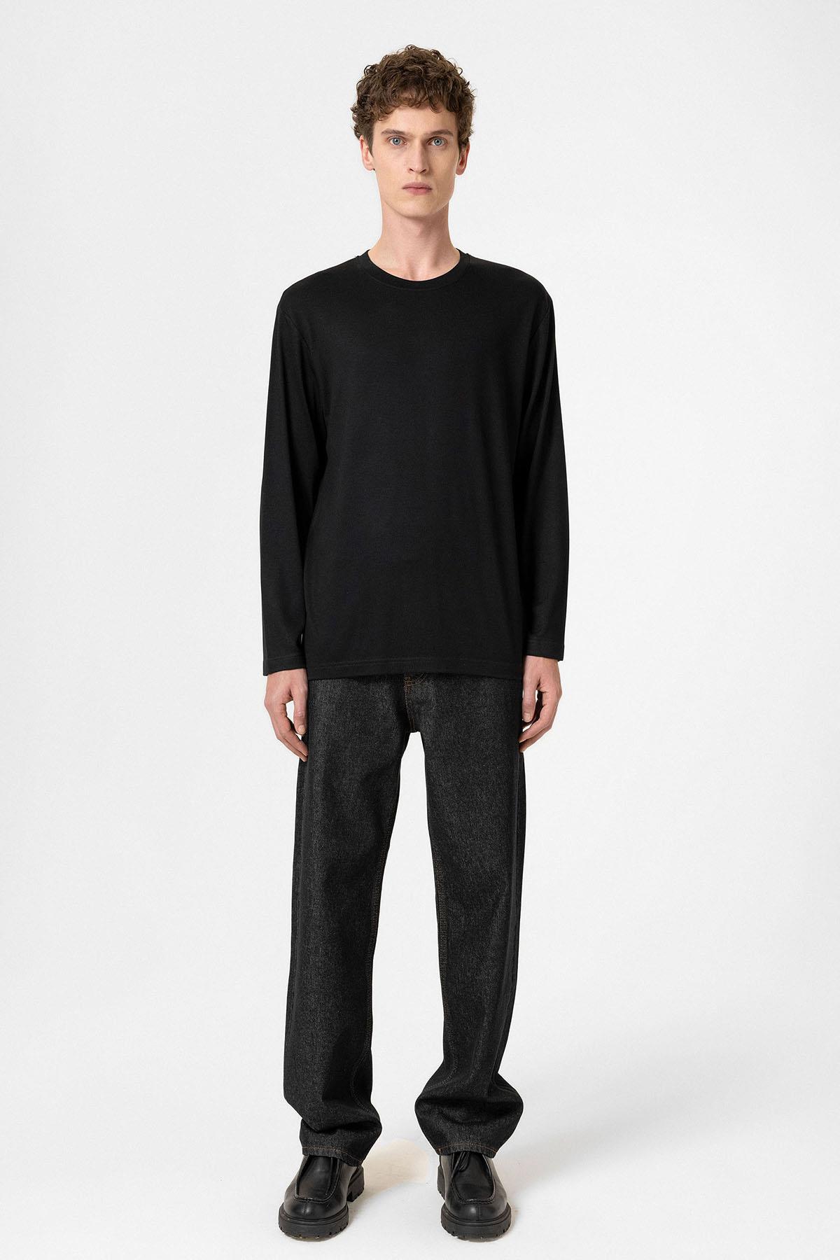 Antioch-Siyah Relaxed Fit Basic Erkek T Shirt-T-Shirts-3-Milagron.com