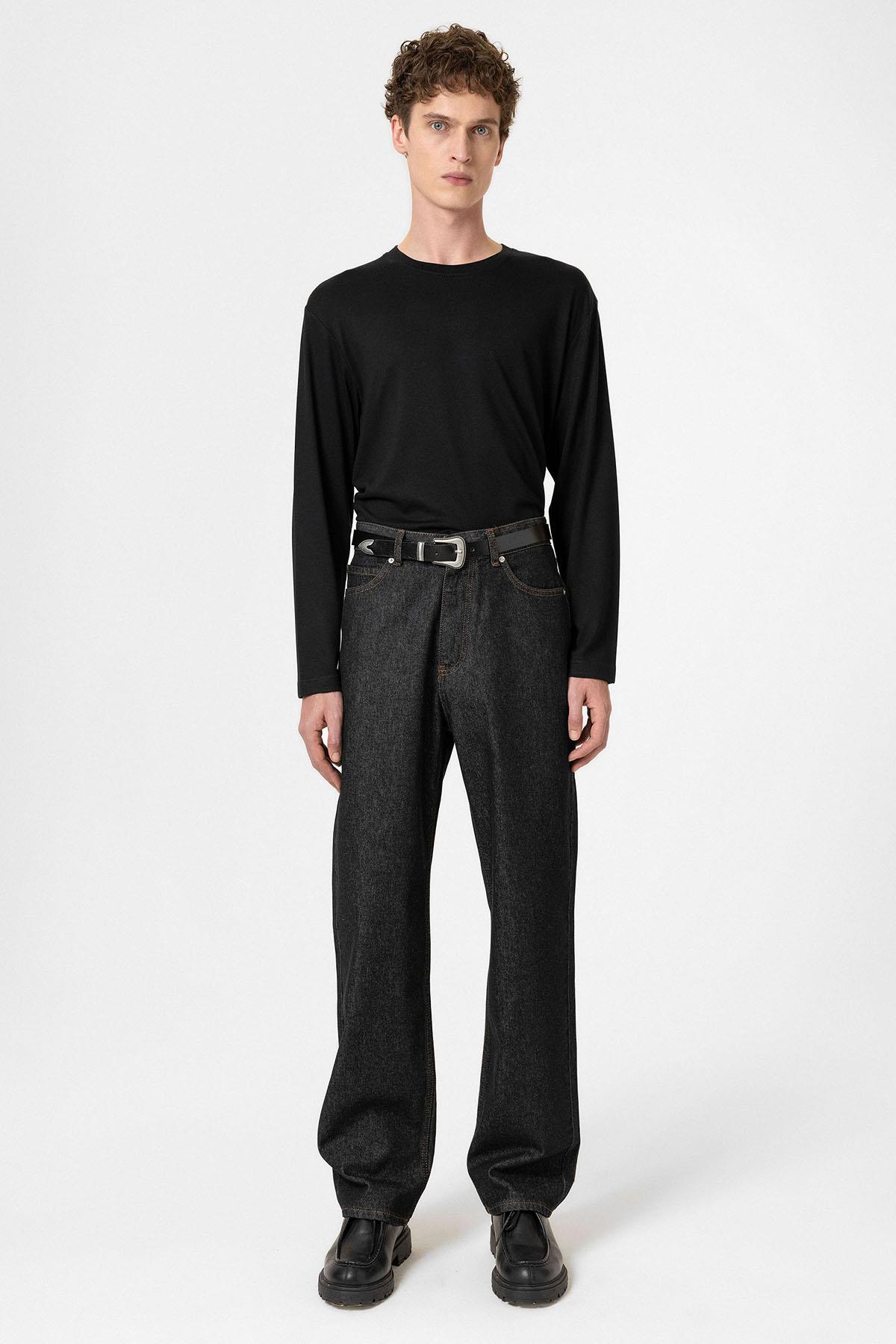 Antioch-Siyah Relaxed Fit Basic Erkek T Shirt-T-Shirts-4-Milagron.com