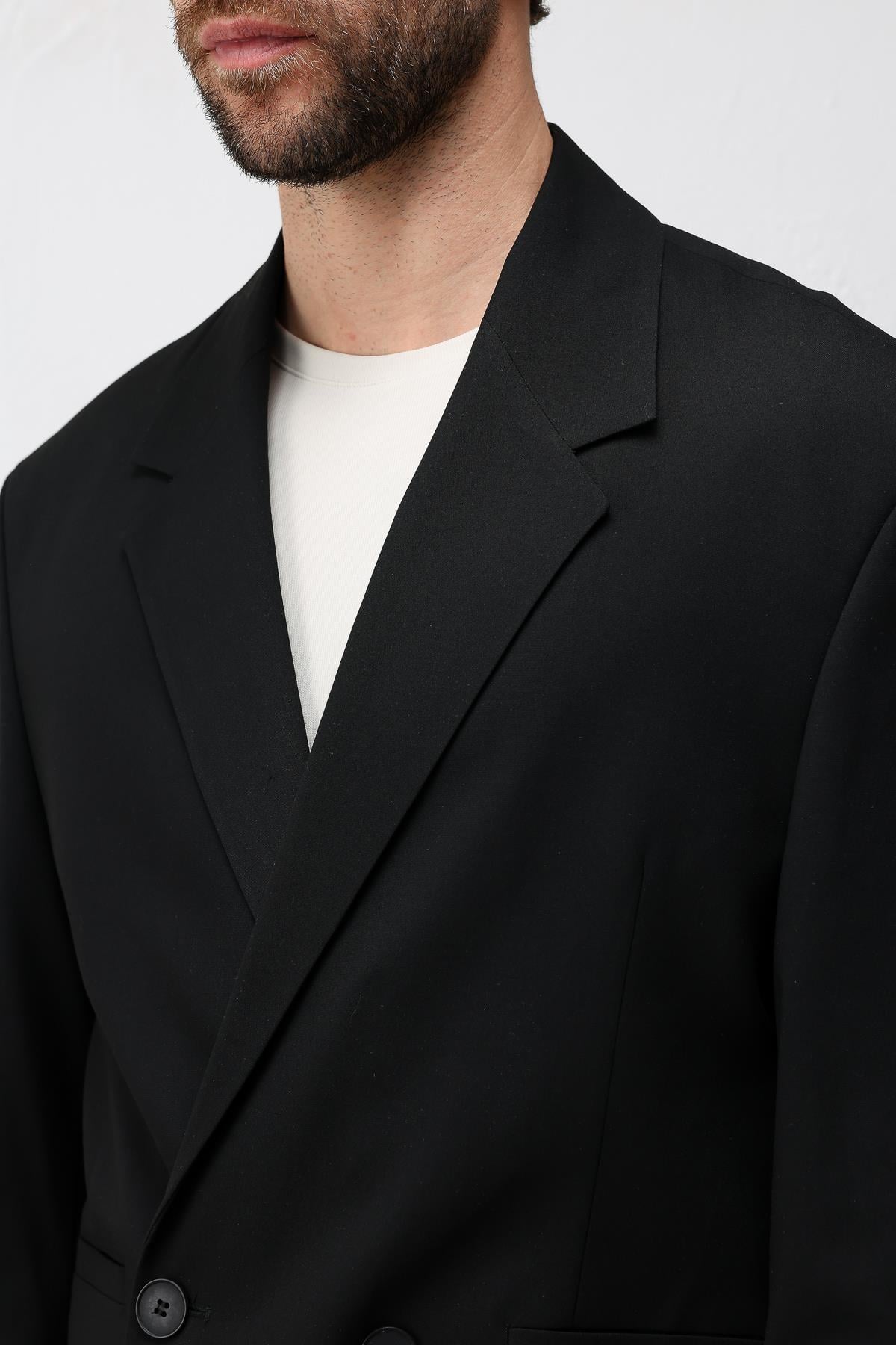 Antioch Siyah Relaxed Fit Erkek Blazer Ceket
