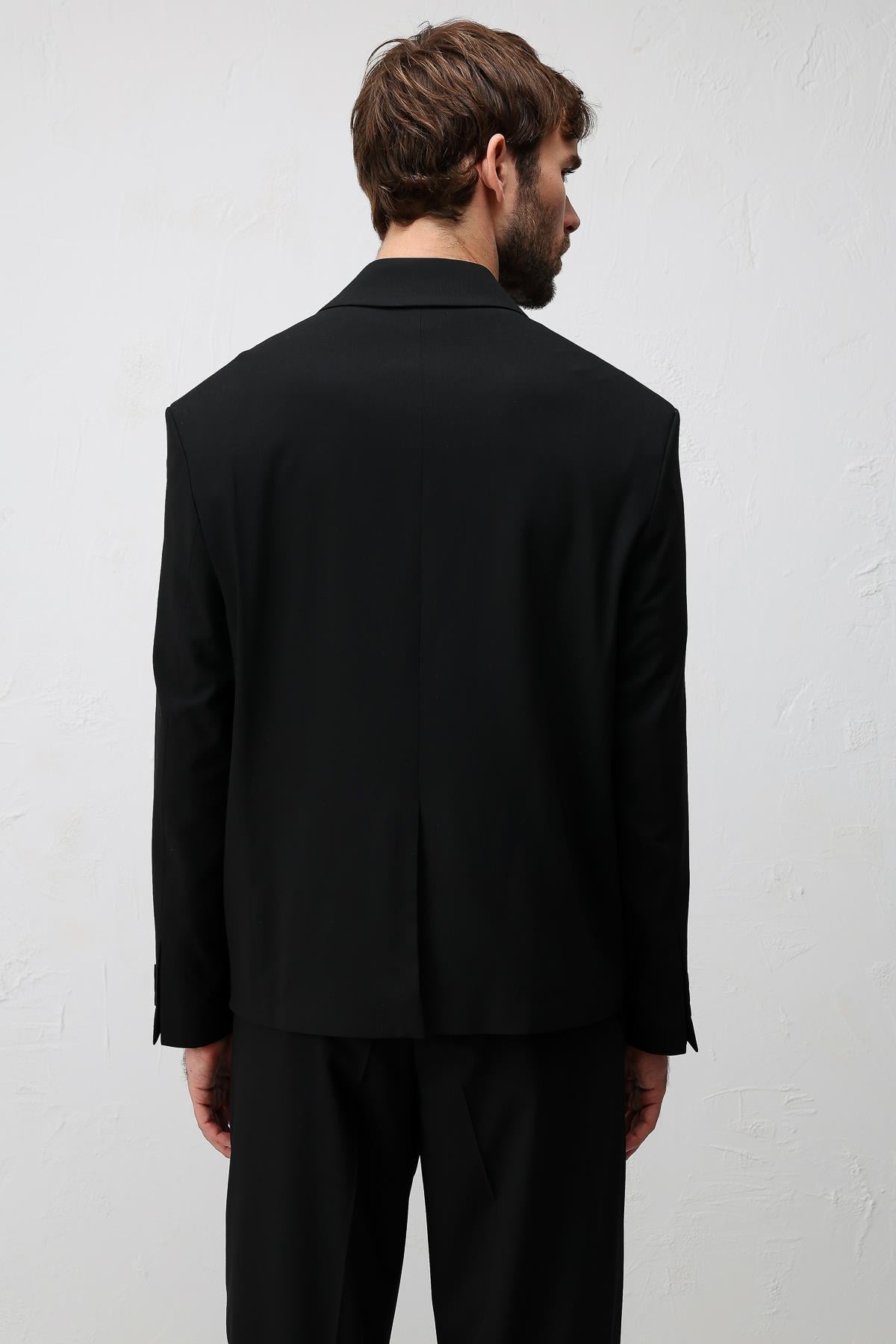 Antioch Siyah Relaxed Fit Erkek Blazer Ceket