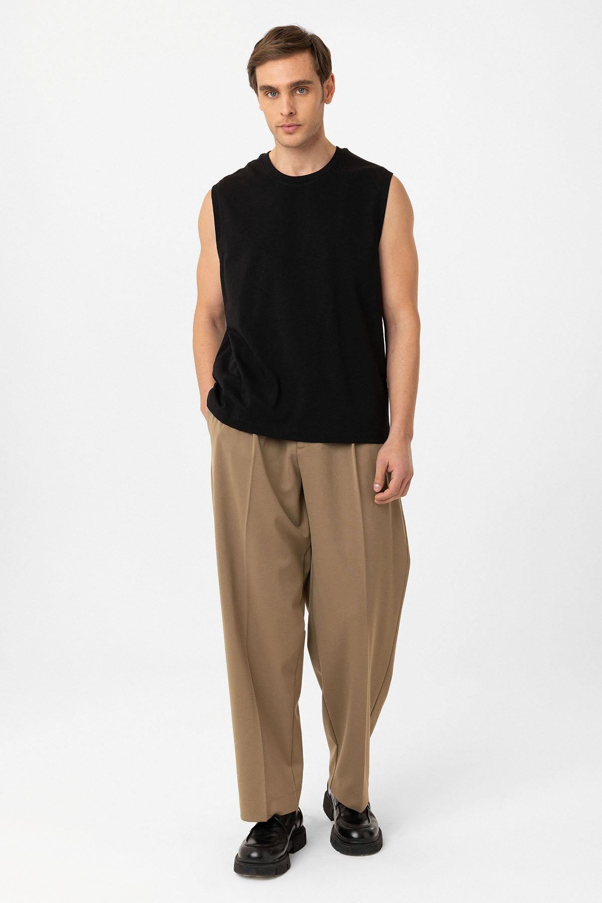 Antioch Siyah Relaxed Fit Erkek Kolsuz T-Shirt