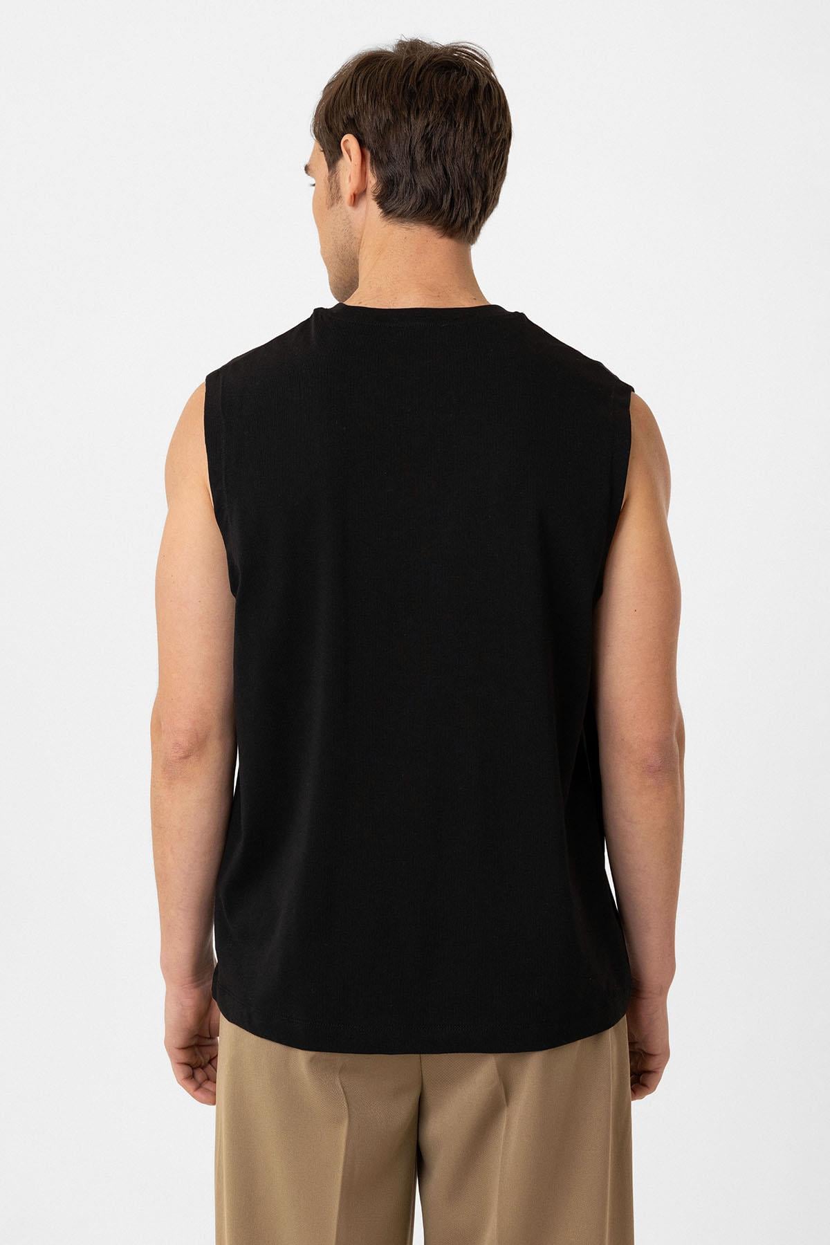 Antioch Siyah Relaxed Fit Erkek Kolsuz T-Shirt