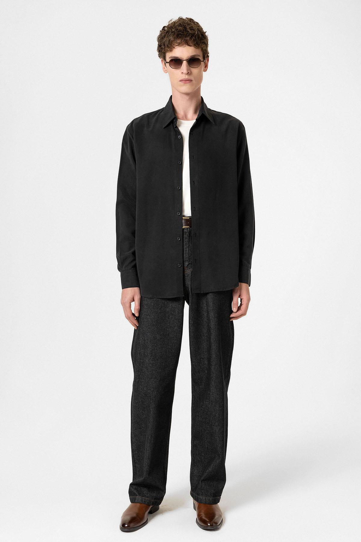 Antioch-Siyah Relaxed Fit Erkek Kot Pantolon-Kot Pantolon-5-Milagron.com