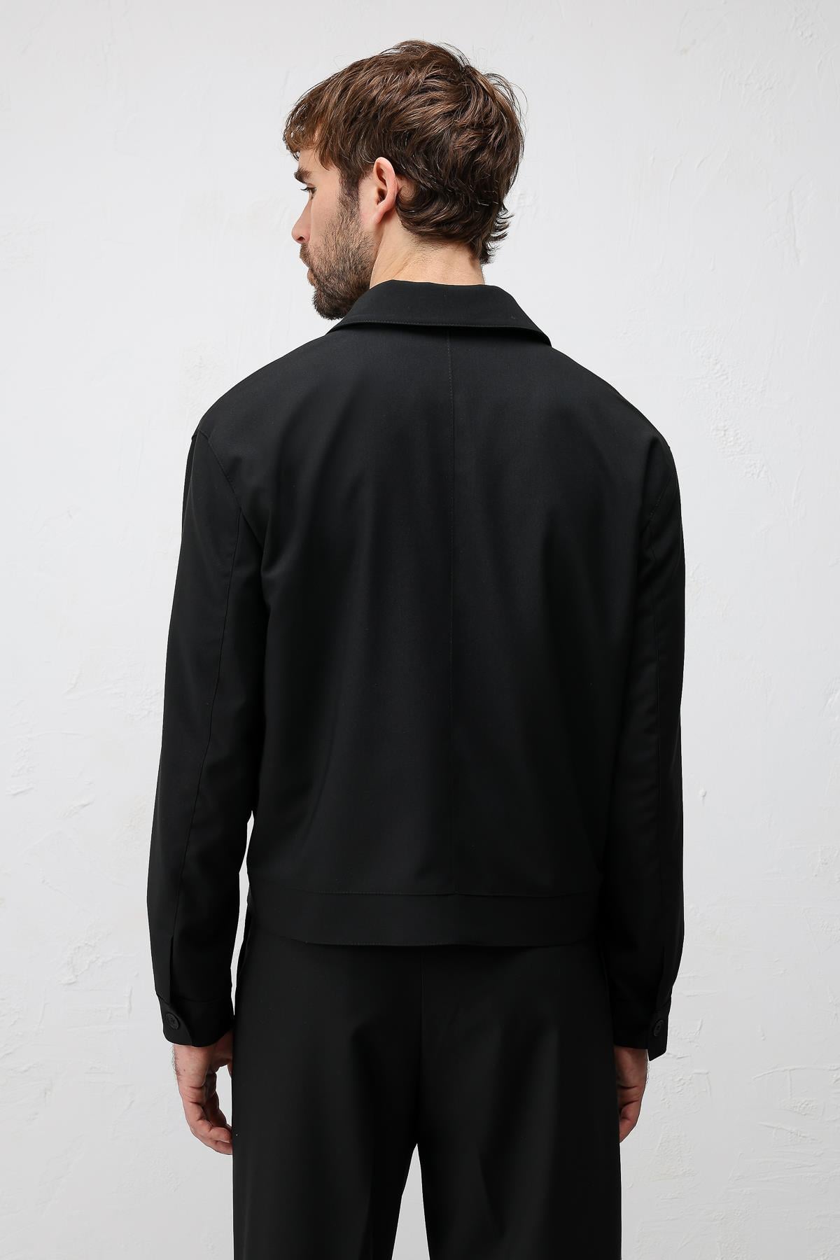 Antioch Siyah Relaxed Fit Fermuarlı Erkek Mont