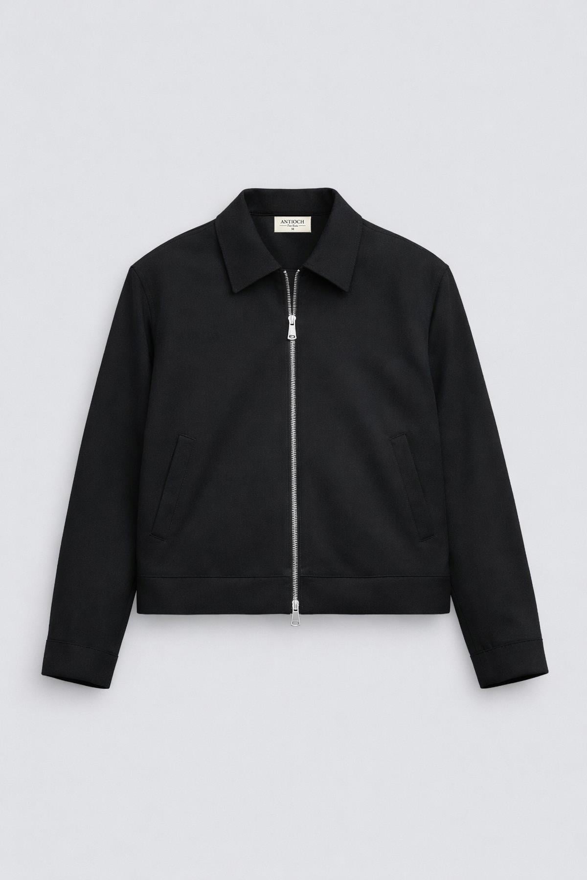Antioch Siyah Relaxed Fit Fermuarlı Erkek Mont