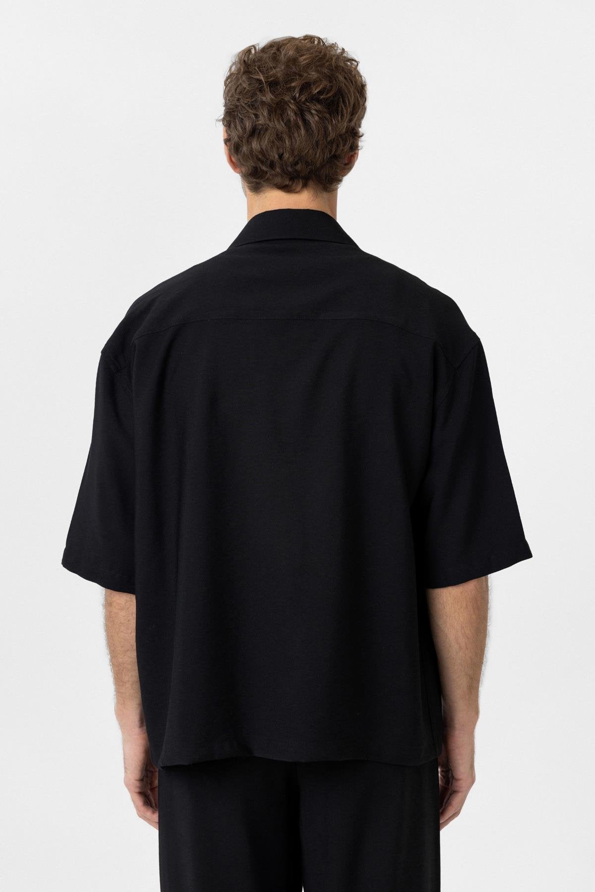 Antioch-Siyah Relaxed Kısa Kollu Erkek Gömlek-Gömlek-6-Milagron.com