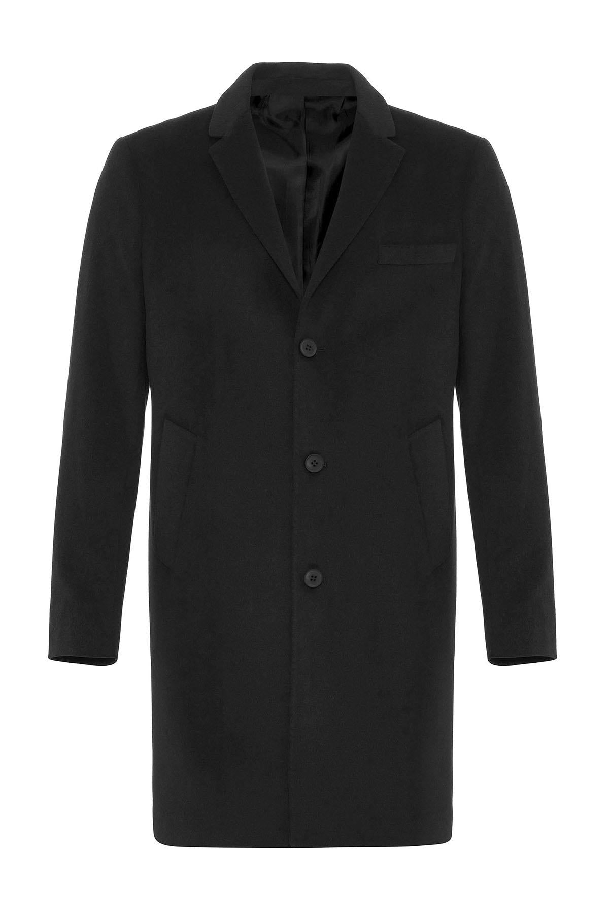 Antioch-Siyah Slim Fit Ceket Yaka Erkek Kaban-Kaban-6-Milagron.com