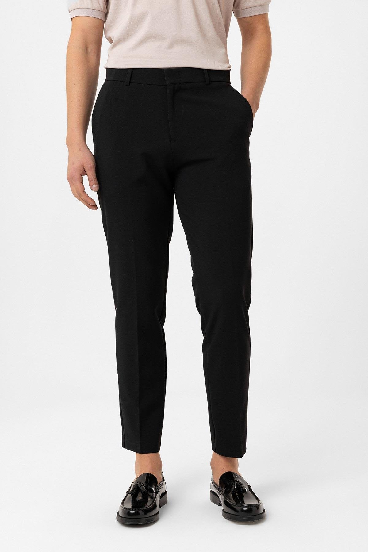 Antioch-Siyah Slim Fit Comfort Erkek Pantolon-Kumaş Pantolon-3-Milagron.com