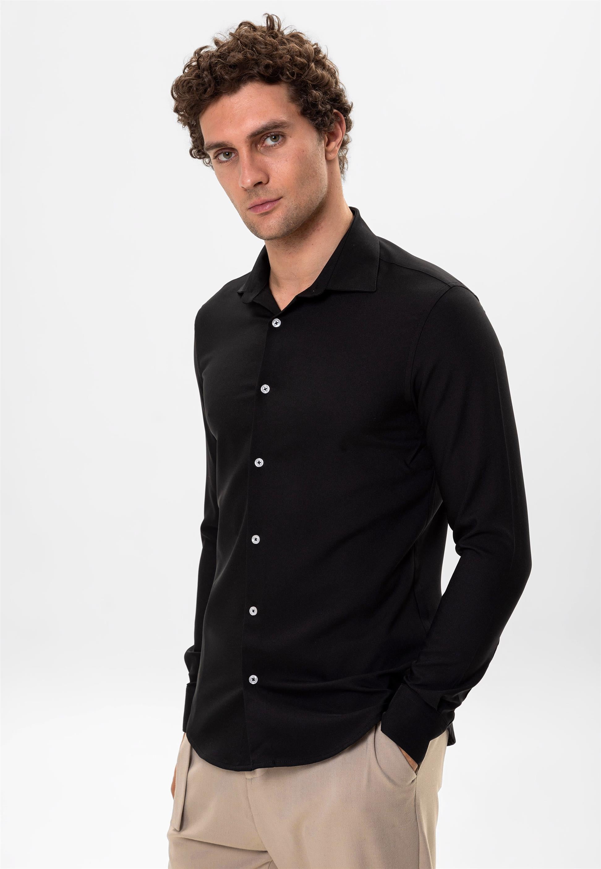 Antioch-Siyah Slim Fit Erkek Gömlek-Gömlek-1-Milagron.com