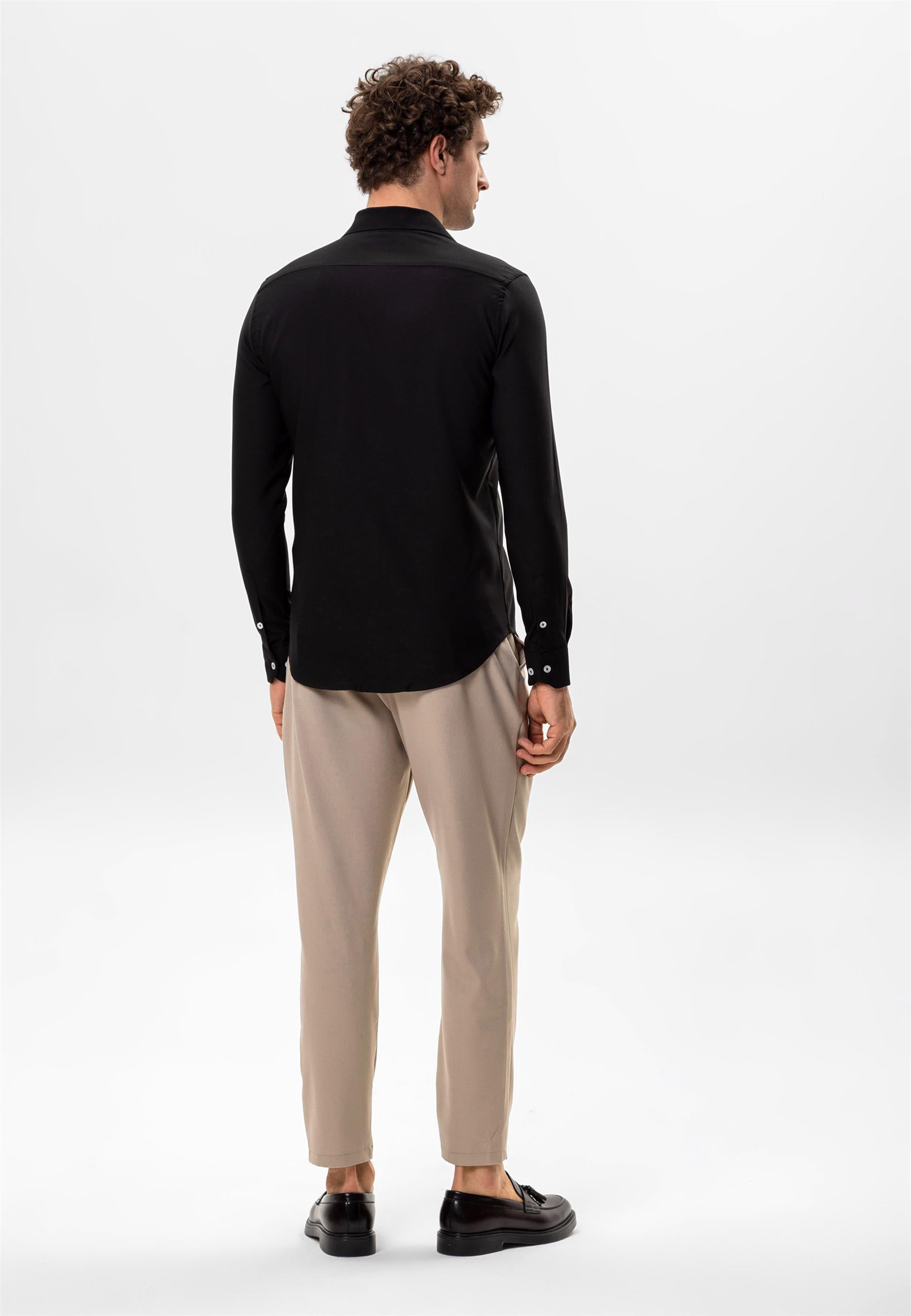 Antioch-Siyah Slim Fit Erkek Gömlek-Gömlek-6-Milagron.com