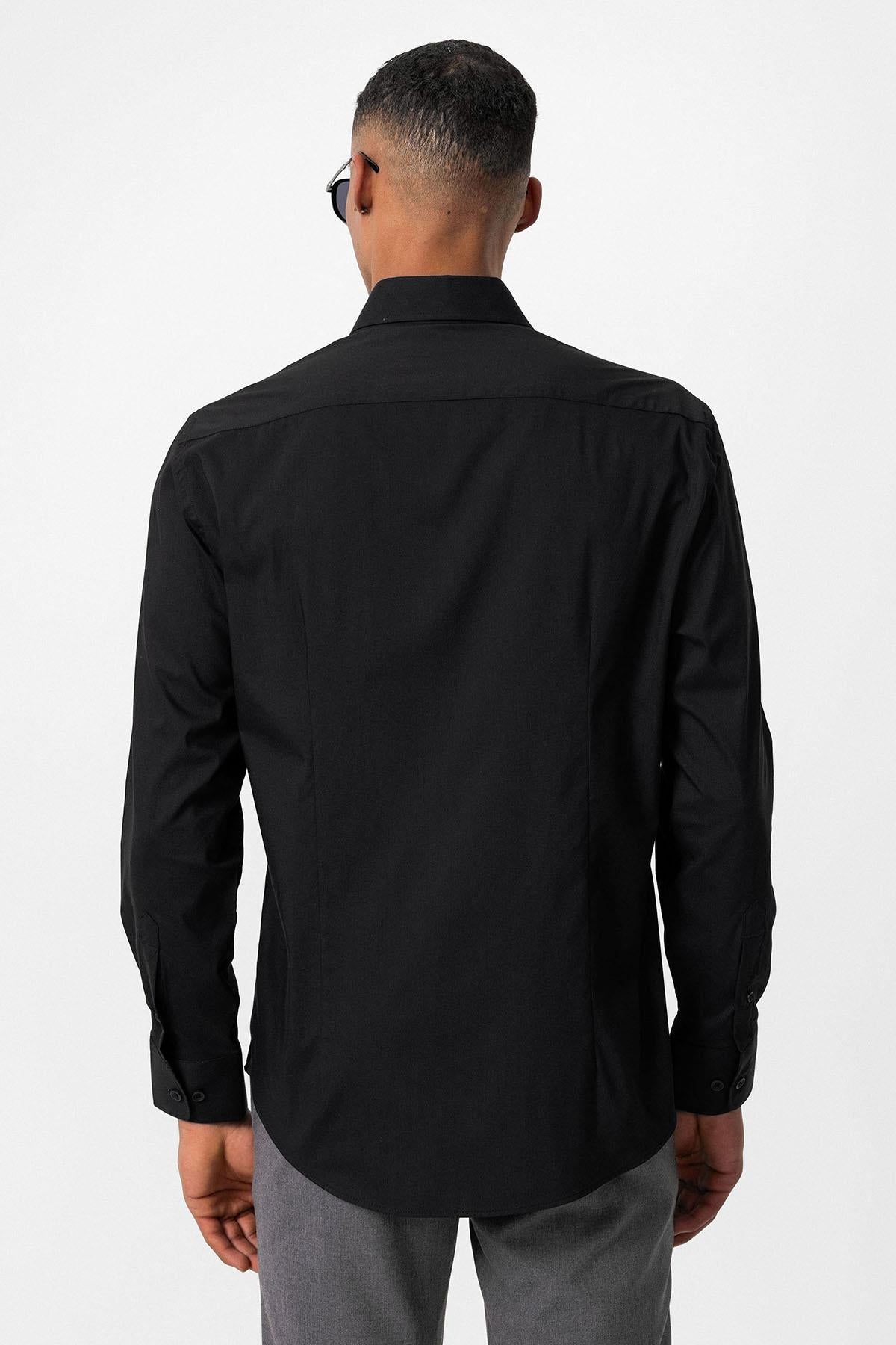 Antioch-Siyah Slim Fit Klasik Erkek Gömlek-Gömlek-5-Milagron.com