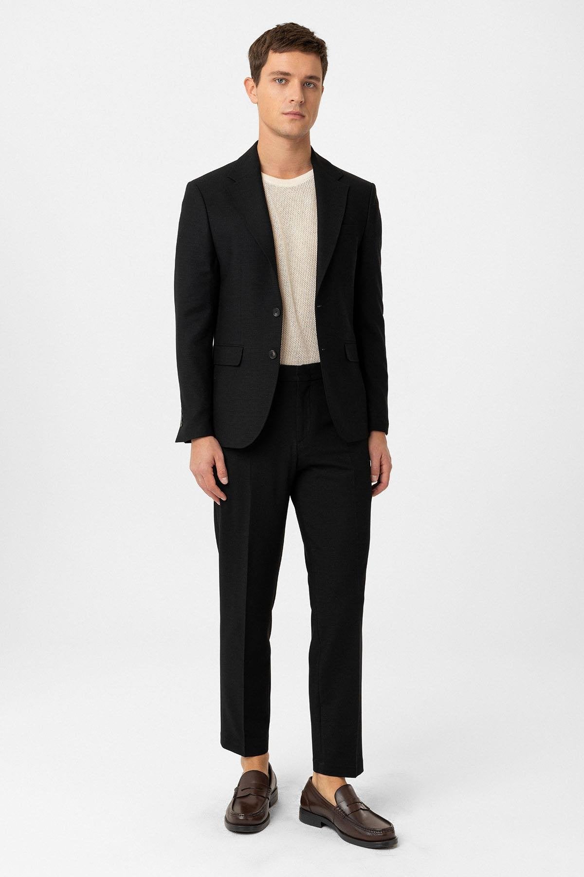 Antioch-Siyah Slim Fit Klasik Erkek Takım-Takım Elbise-2-Milagron.com