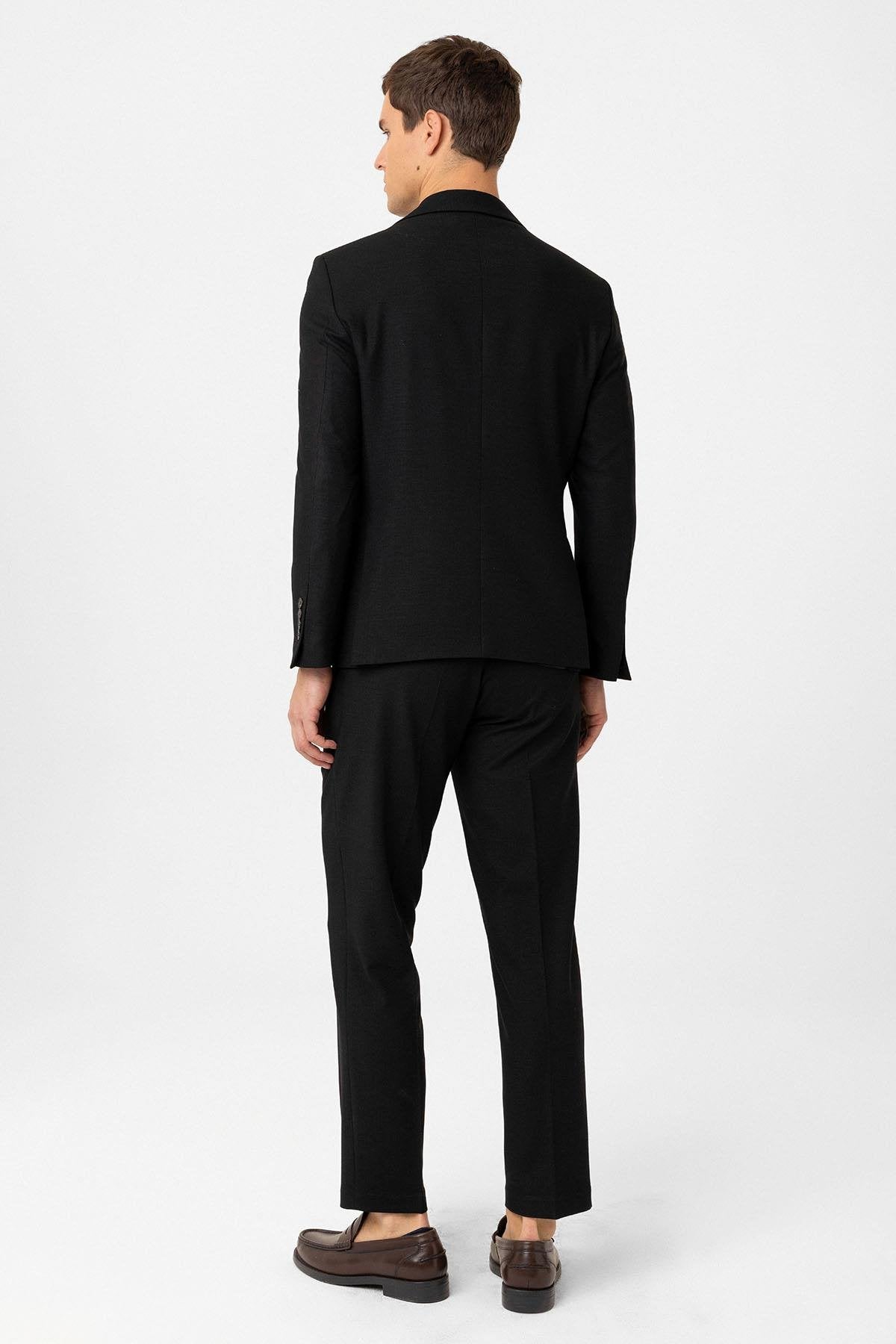 Antioch-Siyah Slim Fit Klasik Erkek Takım-Takım Elbise-6-Milagron.com