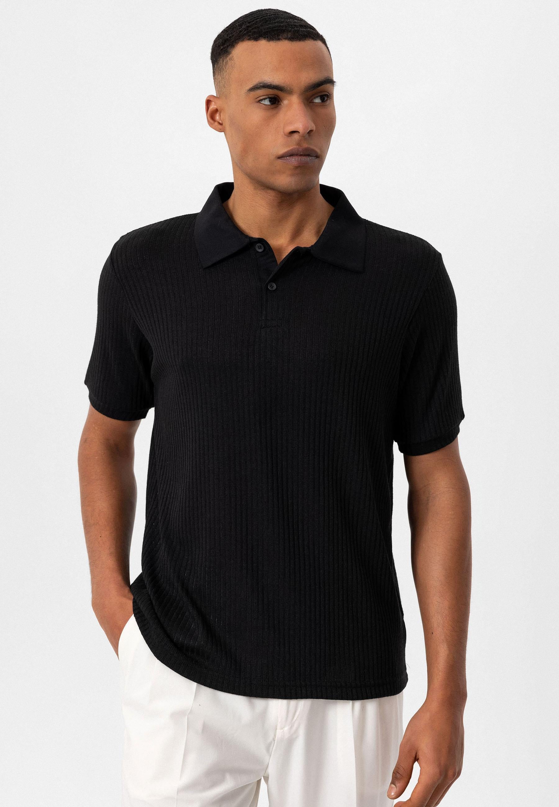 Antioch-Siyah Slim Fit Polo Yaka Erkek T Shirt-T-Shirts-1-Milagron.com