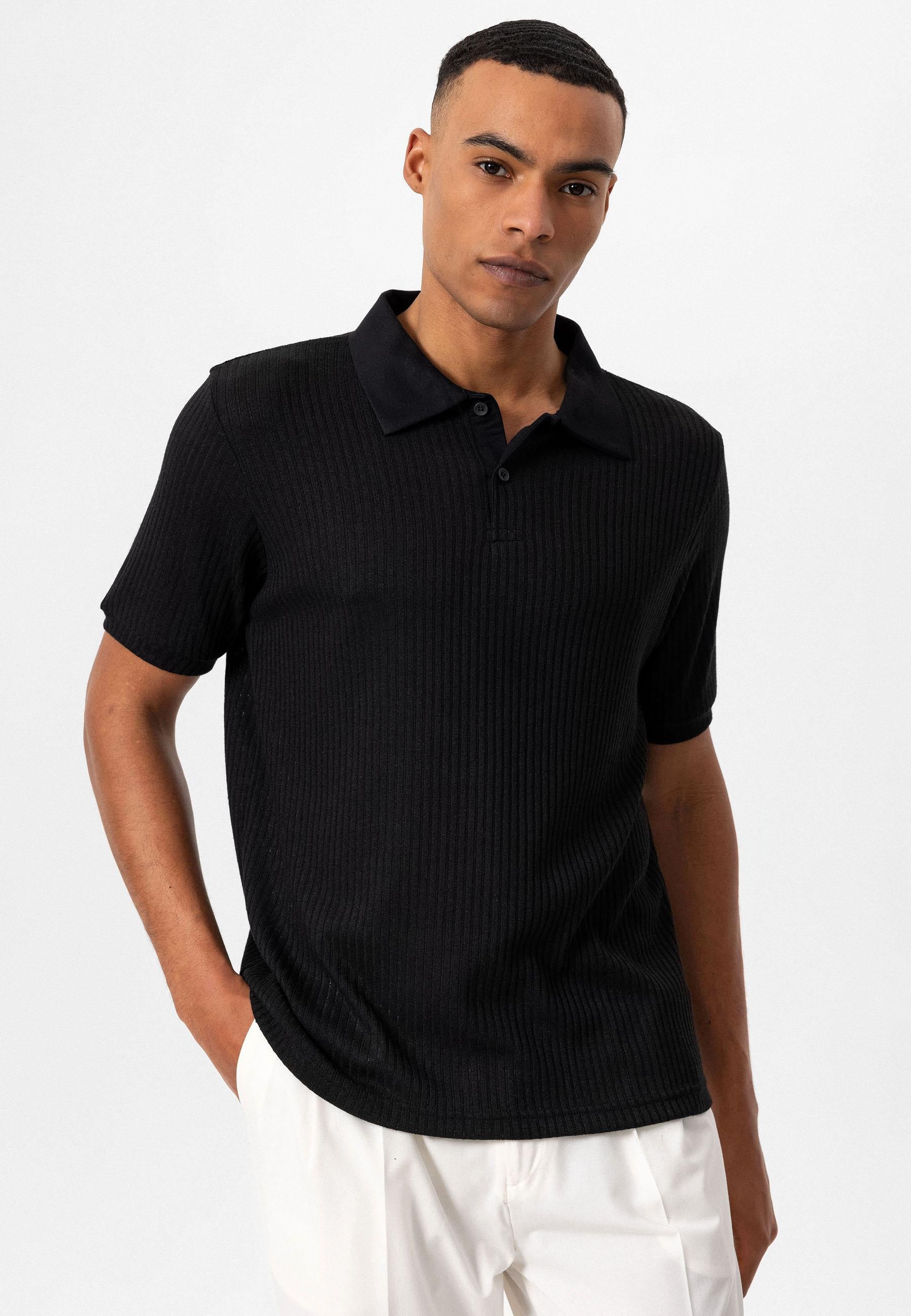 Antioch-Siyah Slim Fit Polo Yaka Erkek T Shirt-T-Shirts-3-Milagron.com
