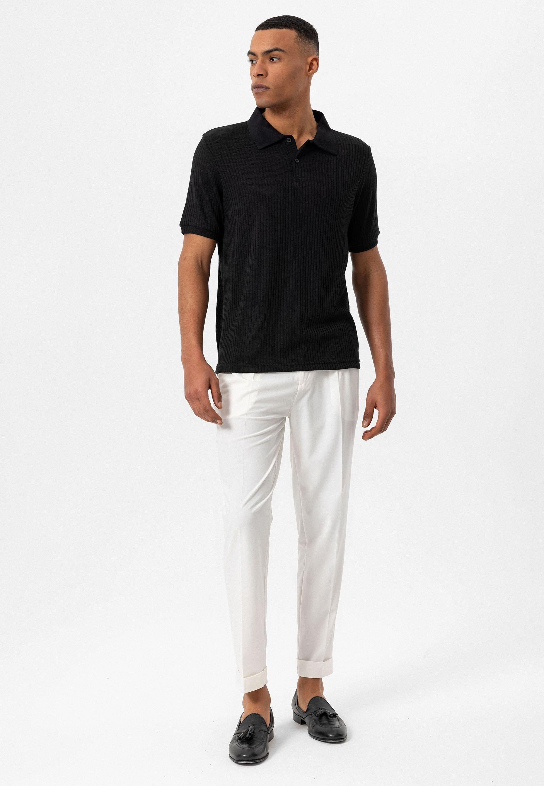 Antioch-Siyah Slim Fit Polo Yaka Erkek T Shirt-T-Shirts-4-Milagron.com