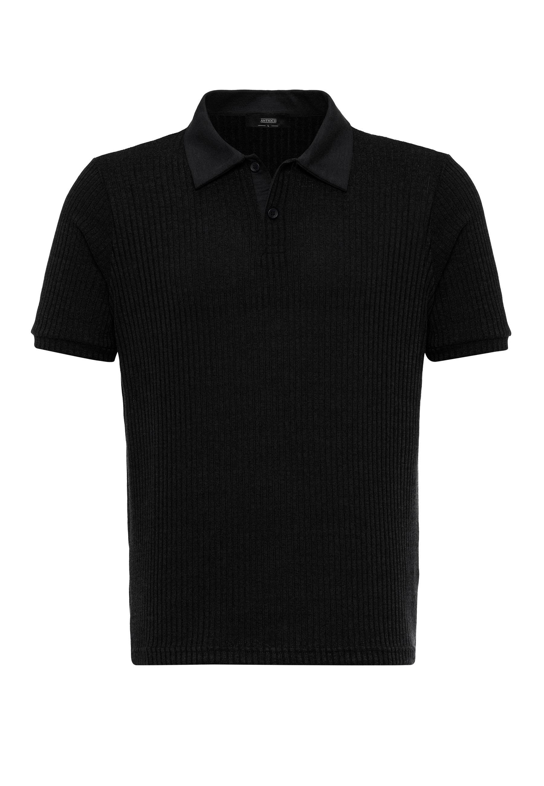 Antioch-Siyah Slim Fit Polo Yaka Erkek T Shirt-T-Shirts-7-Milagron.com
