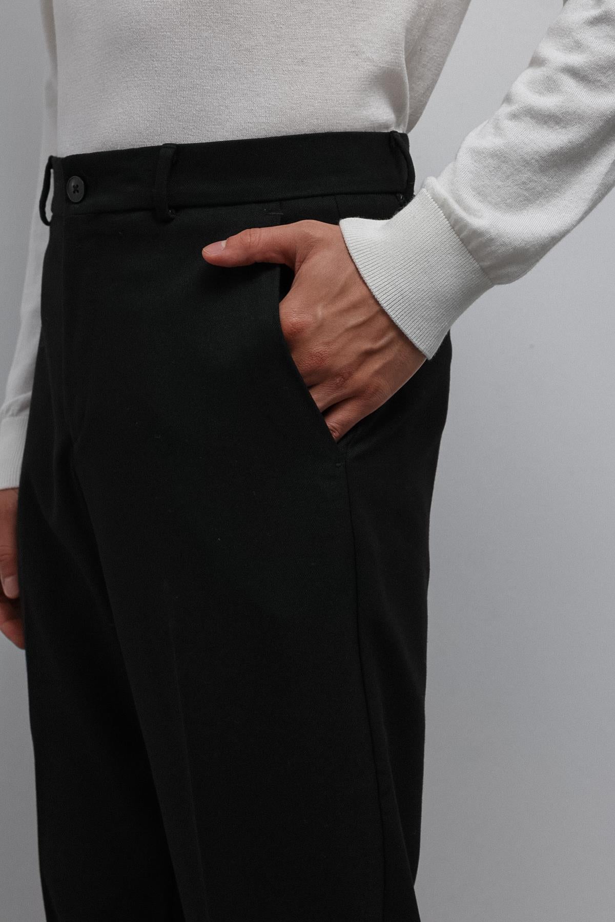 Antioch-Siyah Tapered Fit Erkek Pantolon-Kumaş Pantolon-4-Milagron.com