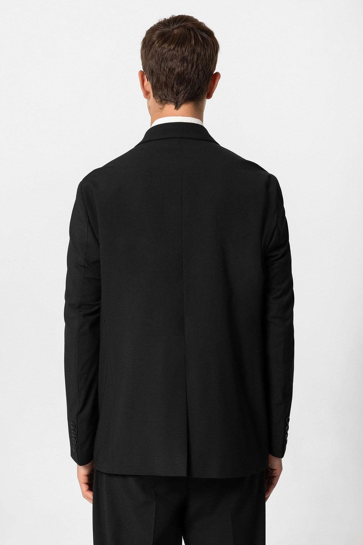 Antioch-Siyah Tek Düğme Kruvaze Erkek Blazer Ceket-Blazer Ceket-6-Milagron.com