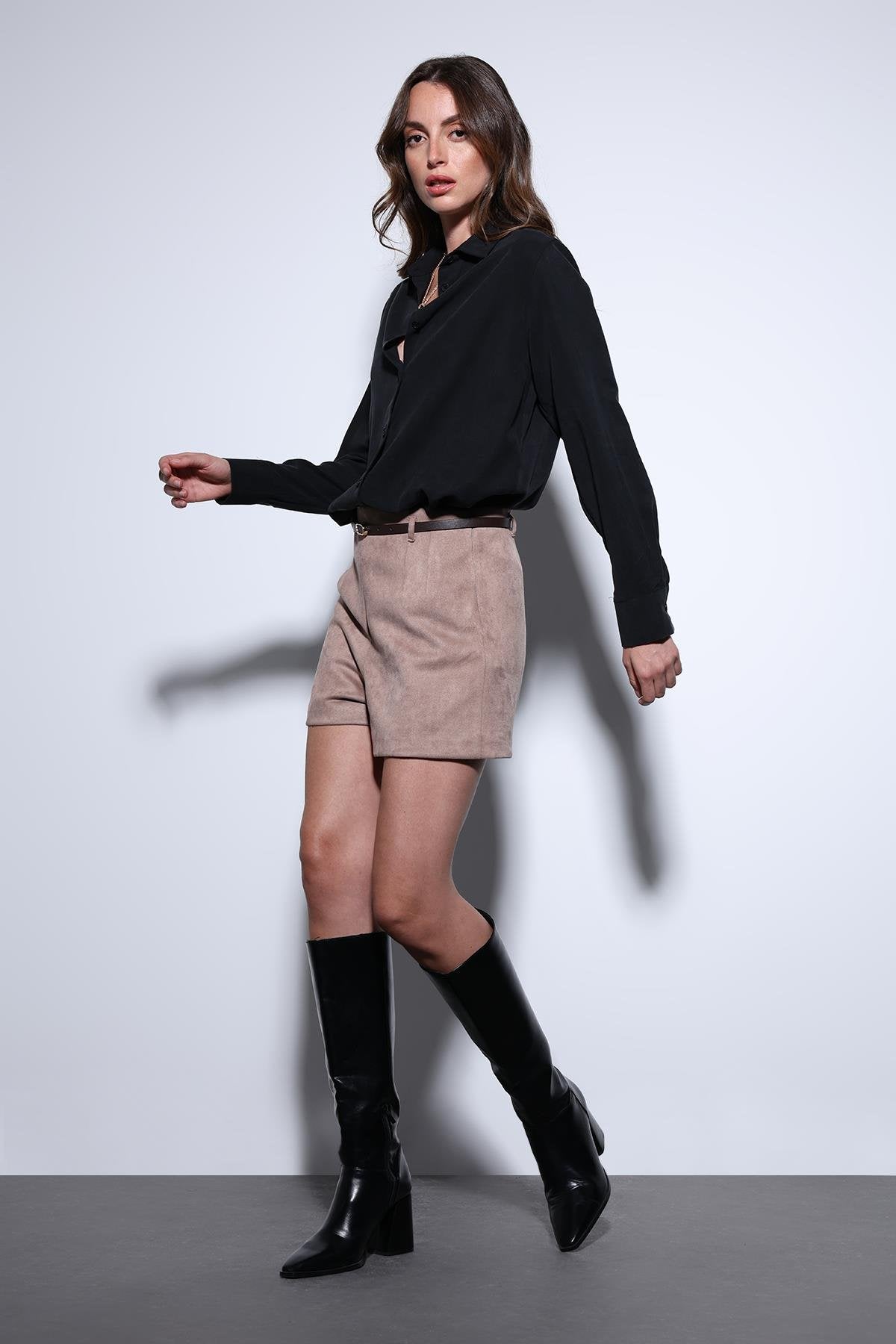 Antioch-Antioch Siyah Tensel Kadın Gömlek-Gömlek-3-Milagron.com