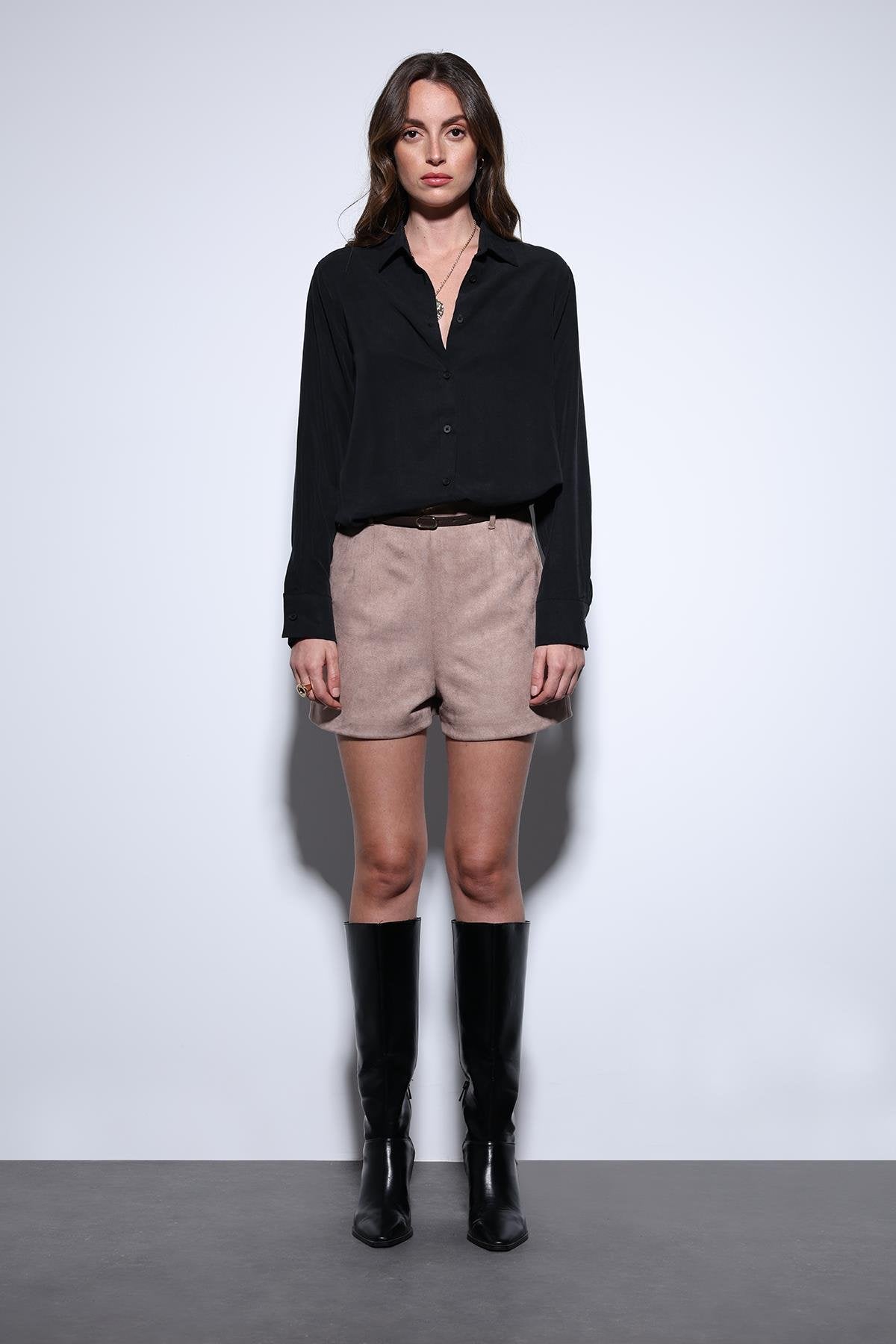 Antioch-Antioch Siyah Tensel Kadın Gömlek-Gömlek-5-Milagron.com