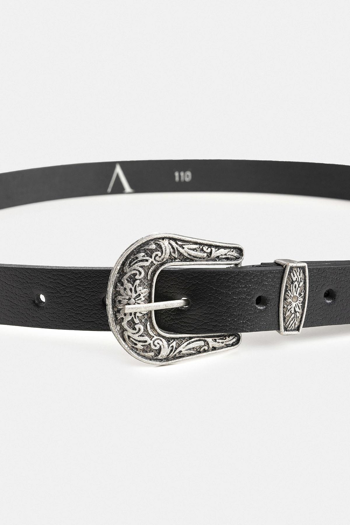 Antioch-Siyah Toka İşlemeli Vintage Erkek Deri Kemer-Kemer-4-Milagron.com