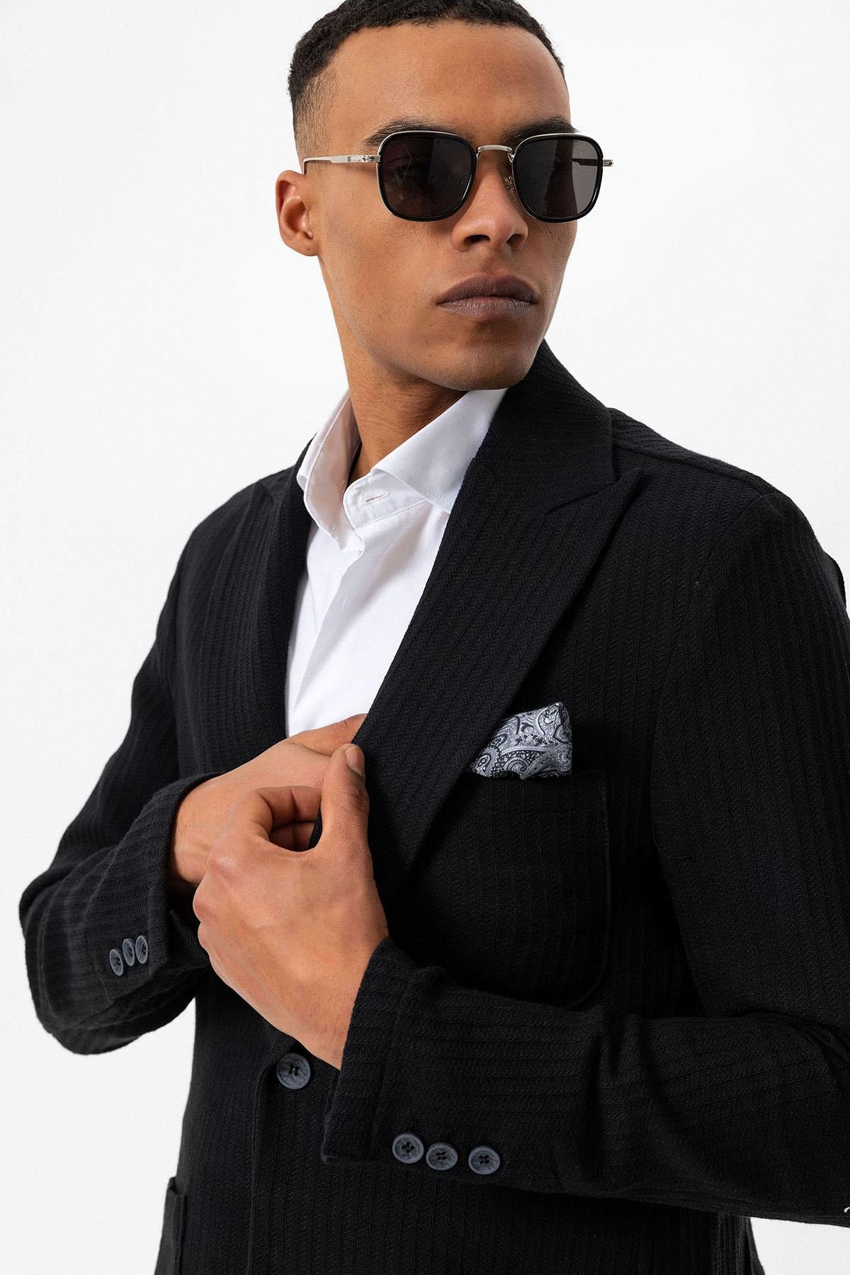 Antioch-Siyah Torba Cepli Astarsız Erkek Blazer Ceket-Ceket-5-Milagron.com