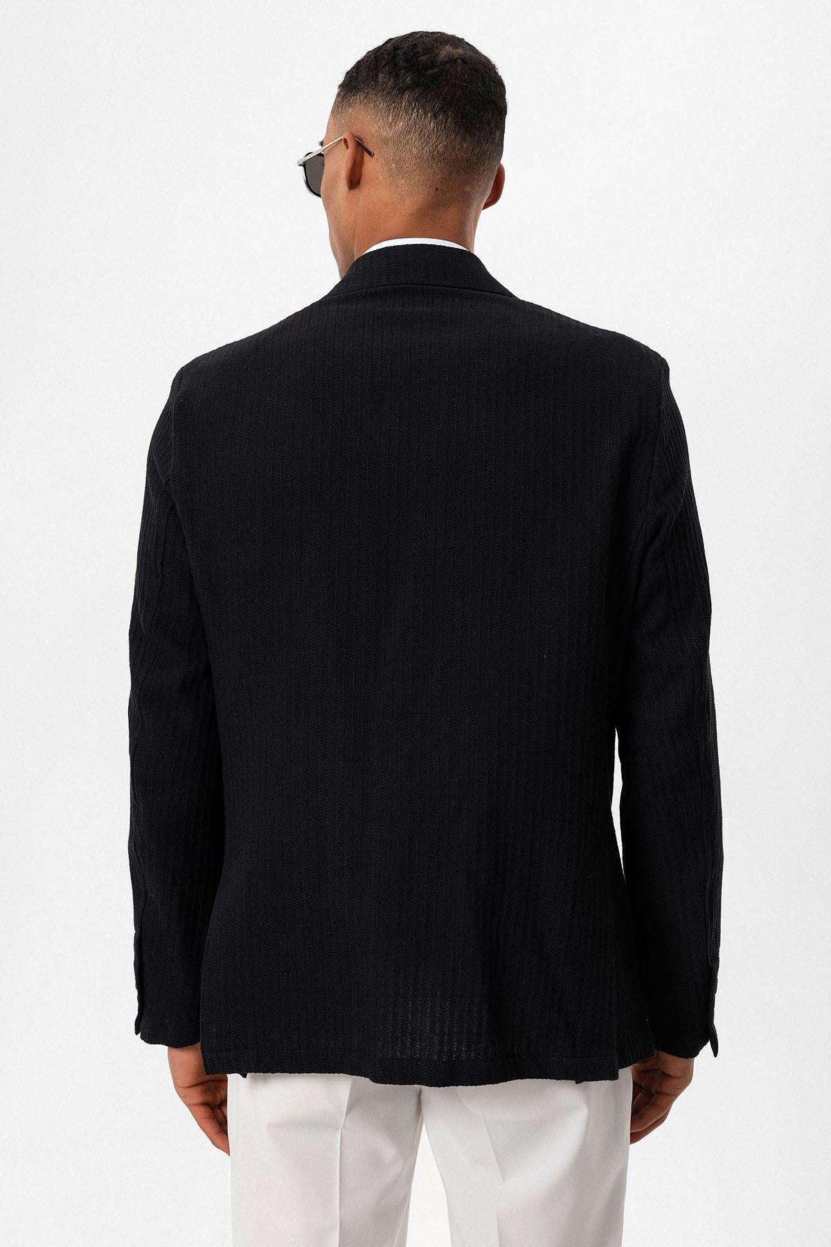 Antioch-Siyah Torba Cepli Astarsız Erkek Blazer Ceket-Ceket-6-Milagron.com